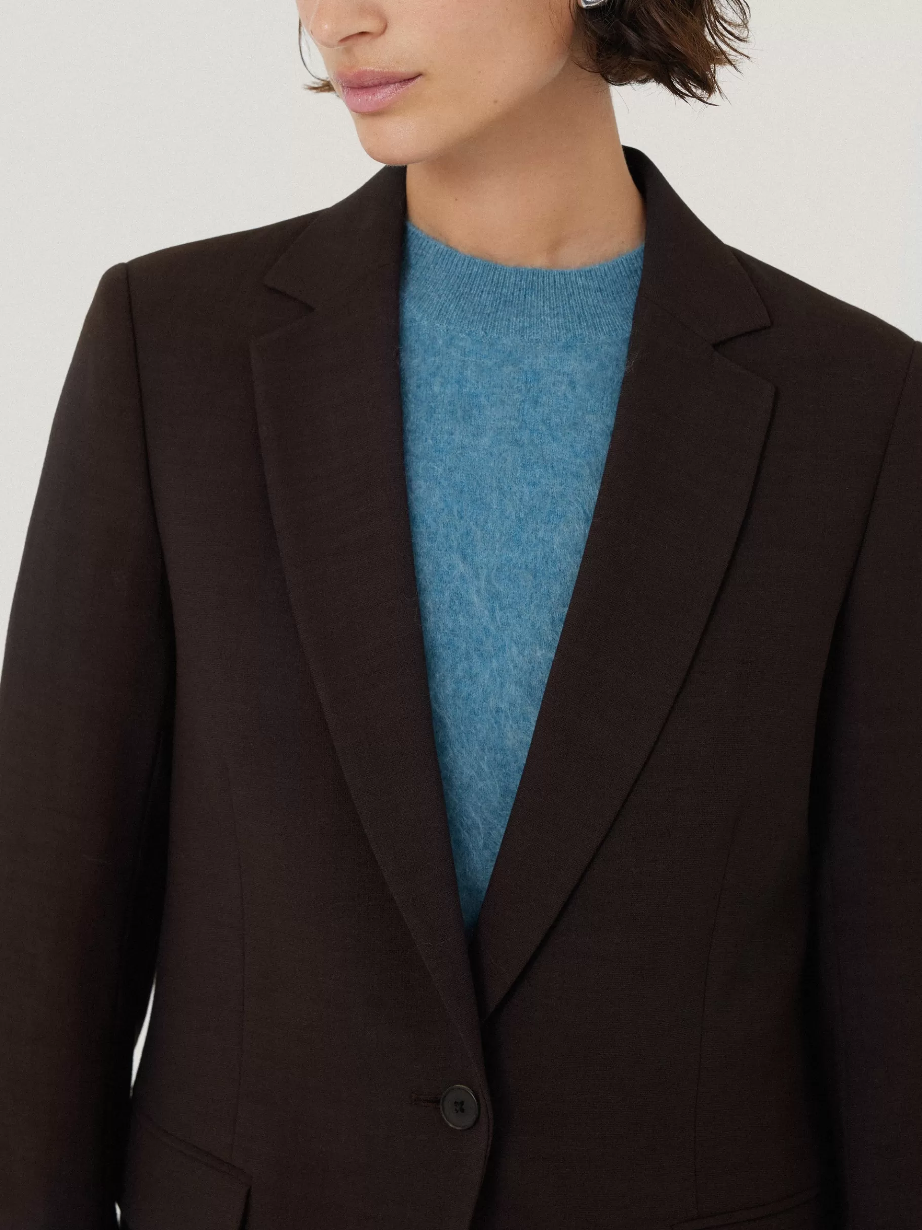 Jigsaw Suits & Tailoring-Knox Crosshatch Blazer Brown