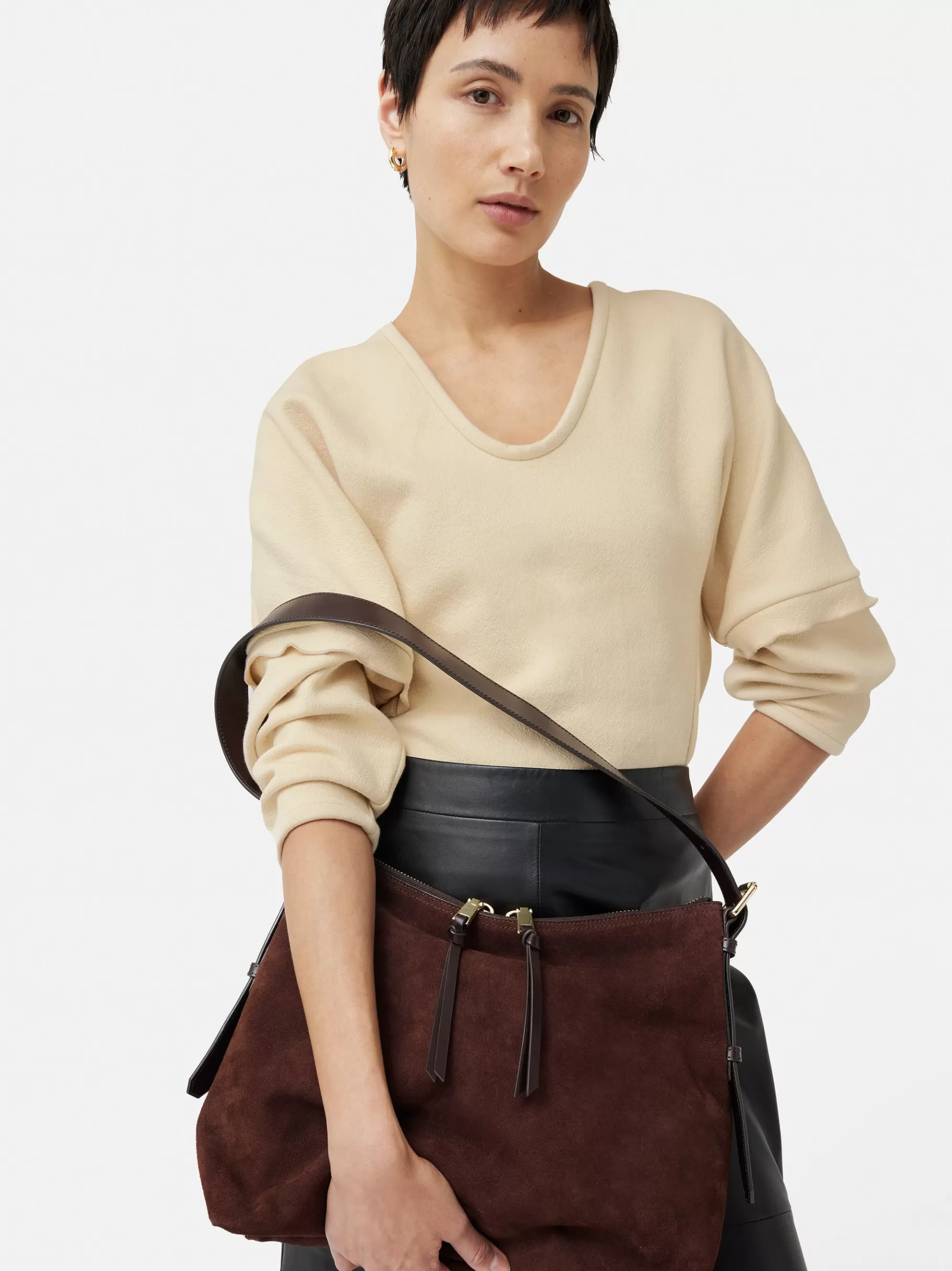 Jigsaw Bags | Leather-Large Trafalgar Shoulder Bag Burgundy