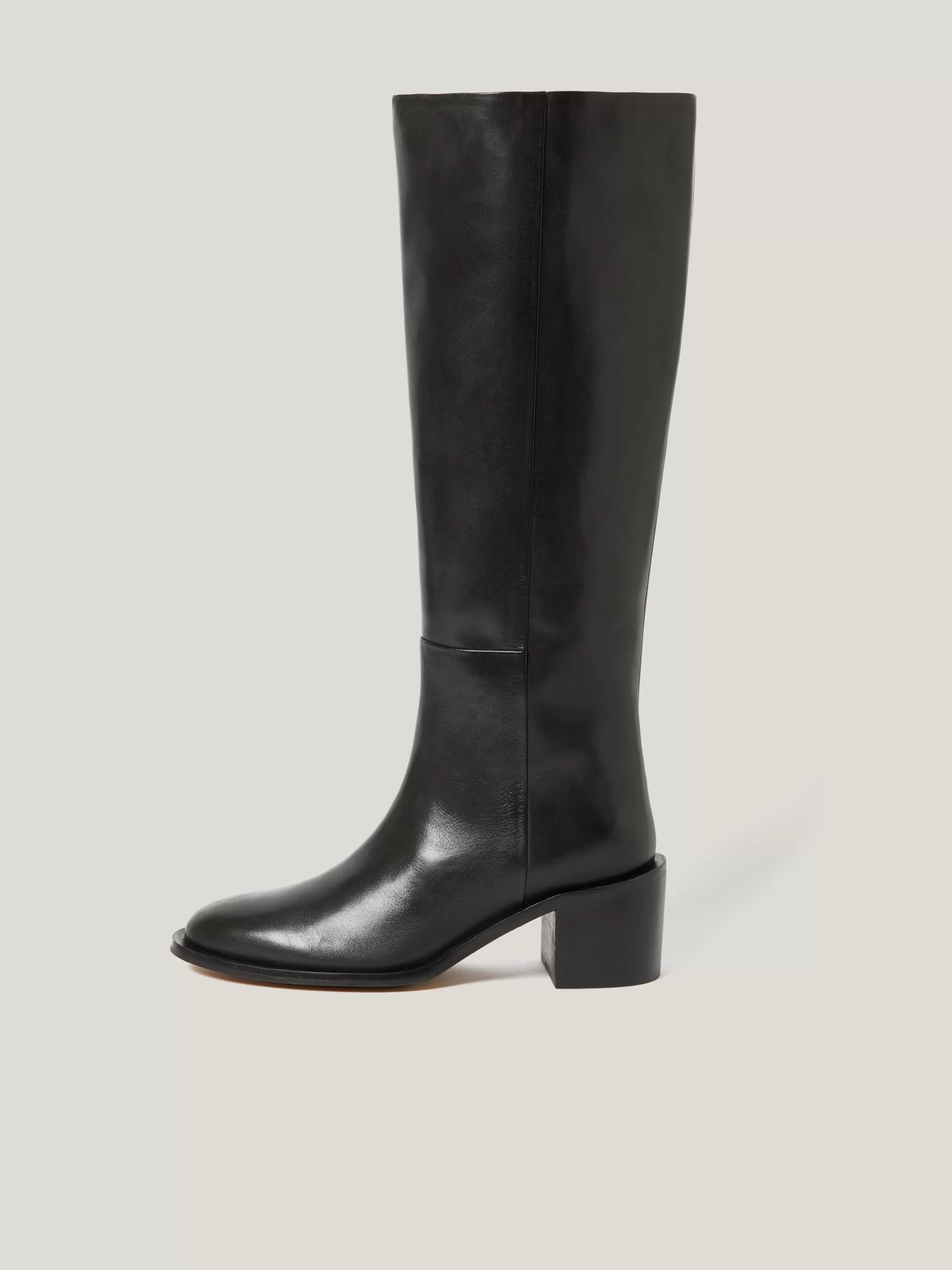 Jigsaw Boots-Leather Heeled Riding Boot Black