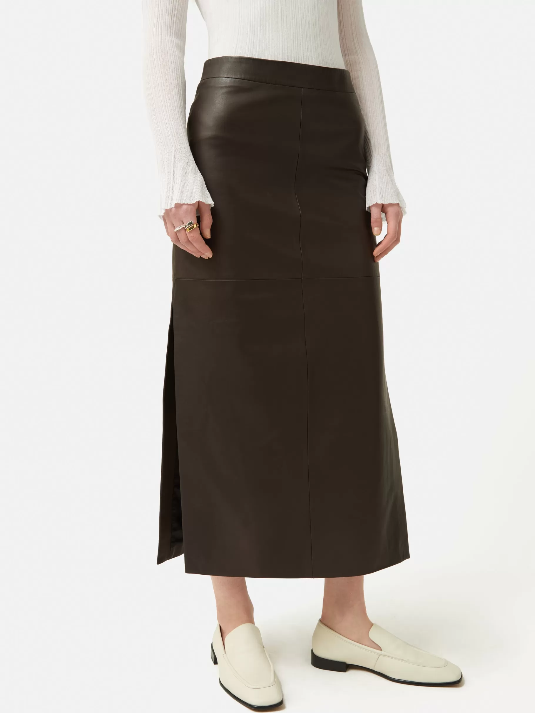 Jigsaw Skirts | Leather-Leather Maxi Skirt Chocolate