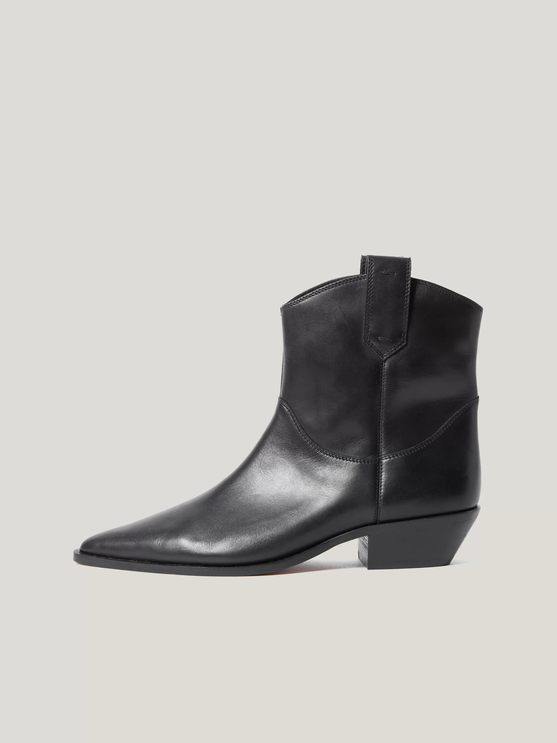Jigsaw Boots-Leather Western Ankle Boot Black