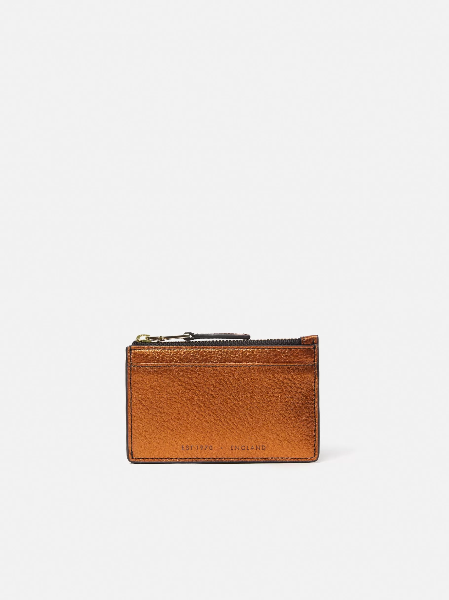 Jigsaw Wallets & Card Holders-Leather Ziptop Card Holder Copper