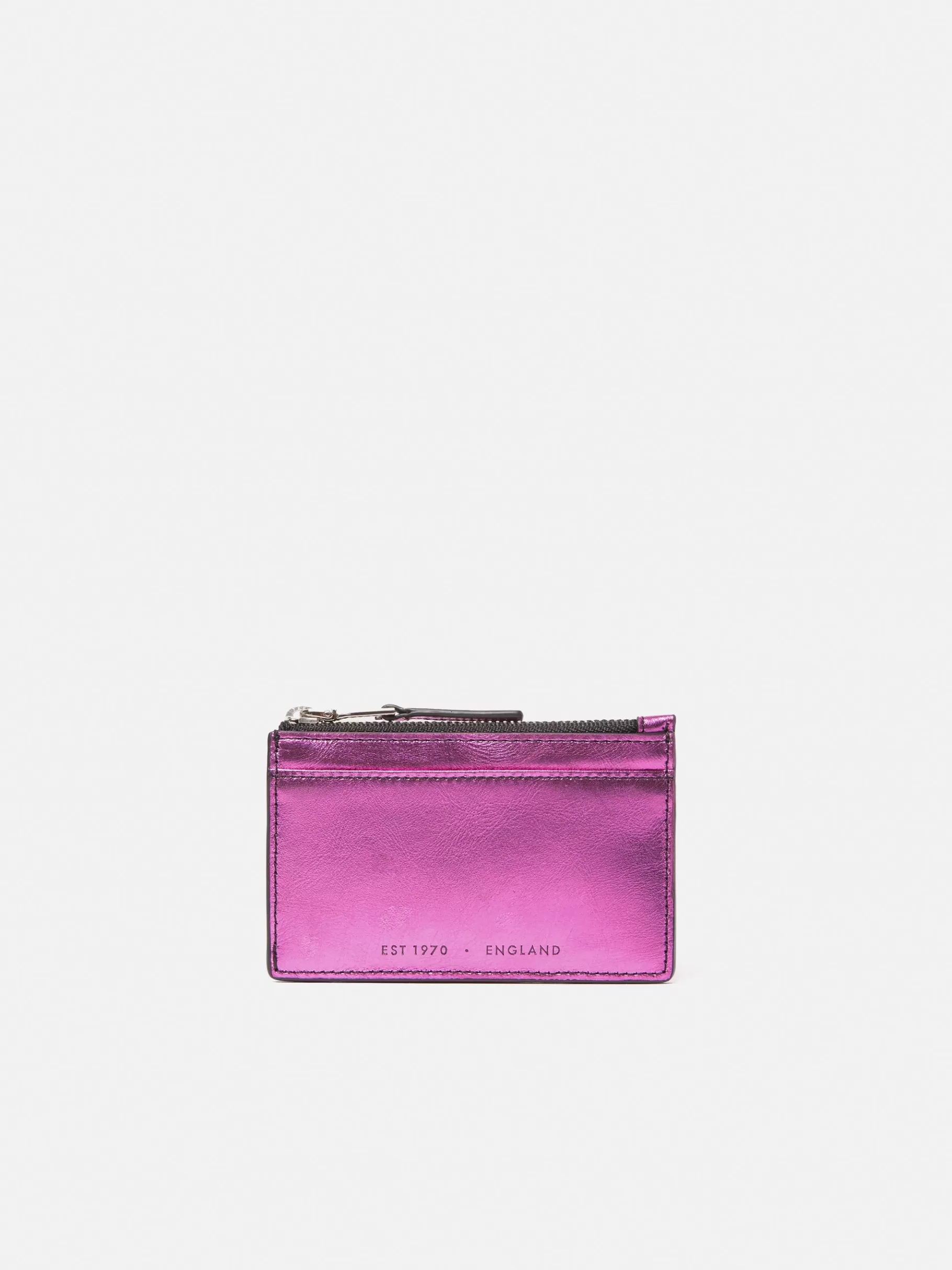Jigsaw Wallets & Card Holders-Leather Ziptop Card Holder Pink