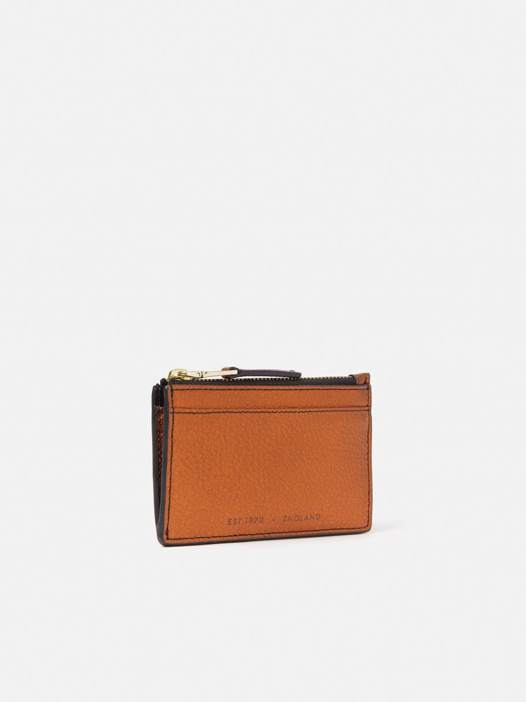 Jigsaw Wallets & Card Holders-Leather Ziptop Card Holder Copper