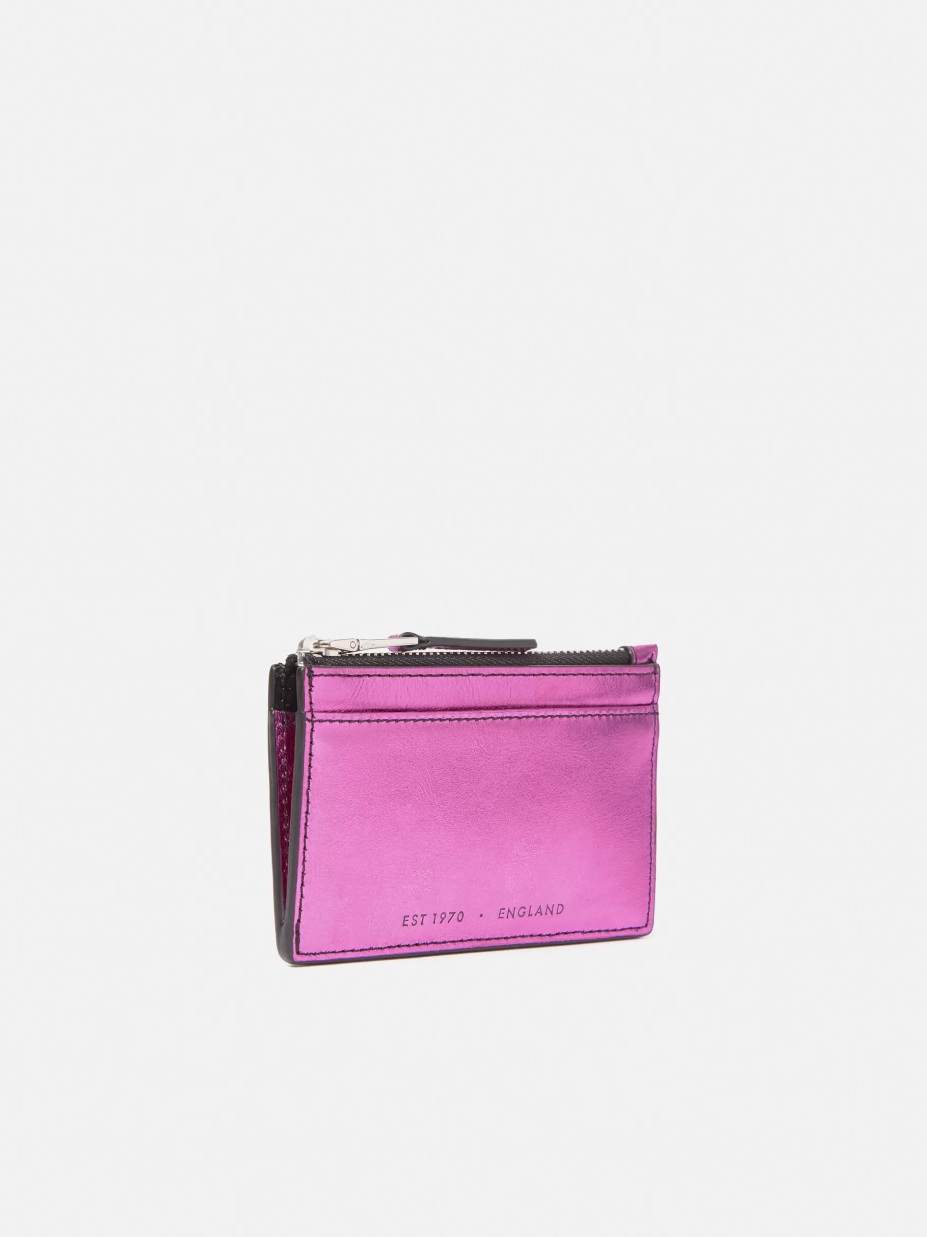 Jigsaw Wallets & Card Holders-Leather Ziptop Card Holder Pink