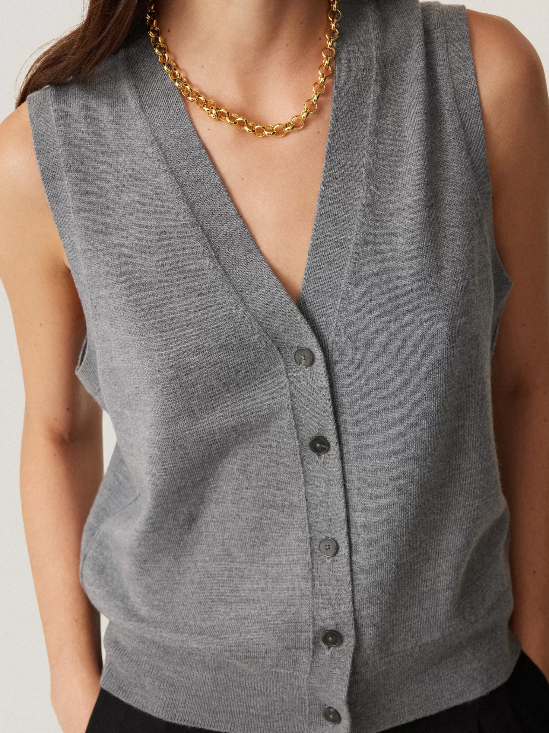 Jigsaw Shirts & Tops | Knitwear & Cashmere-Lightweight Merino Waistcoat Grey