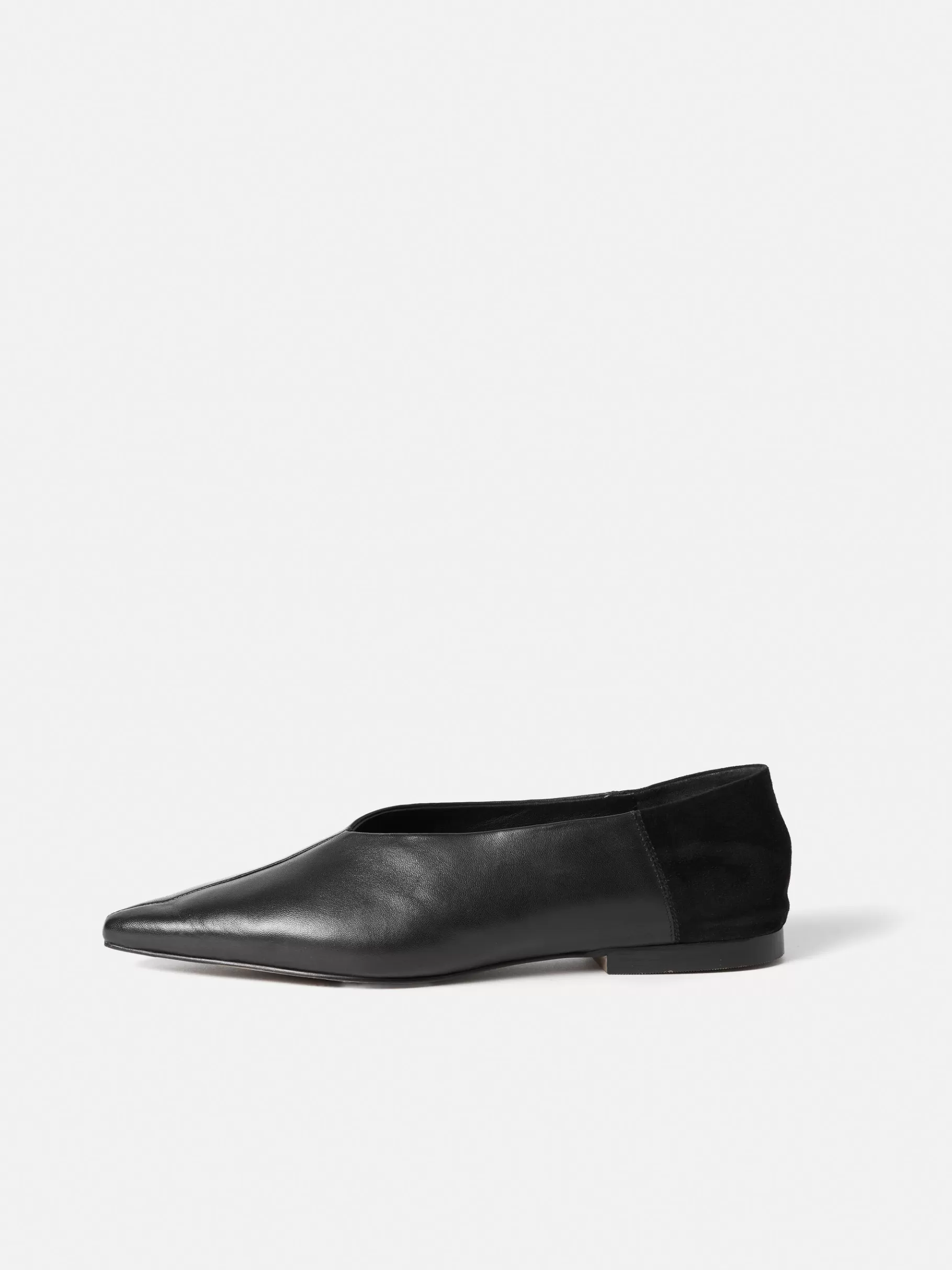Jigsaw Flats | Leather-Linnie Flat Pointed Ballerina Black