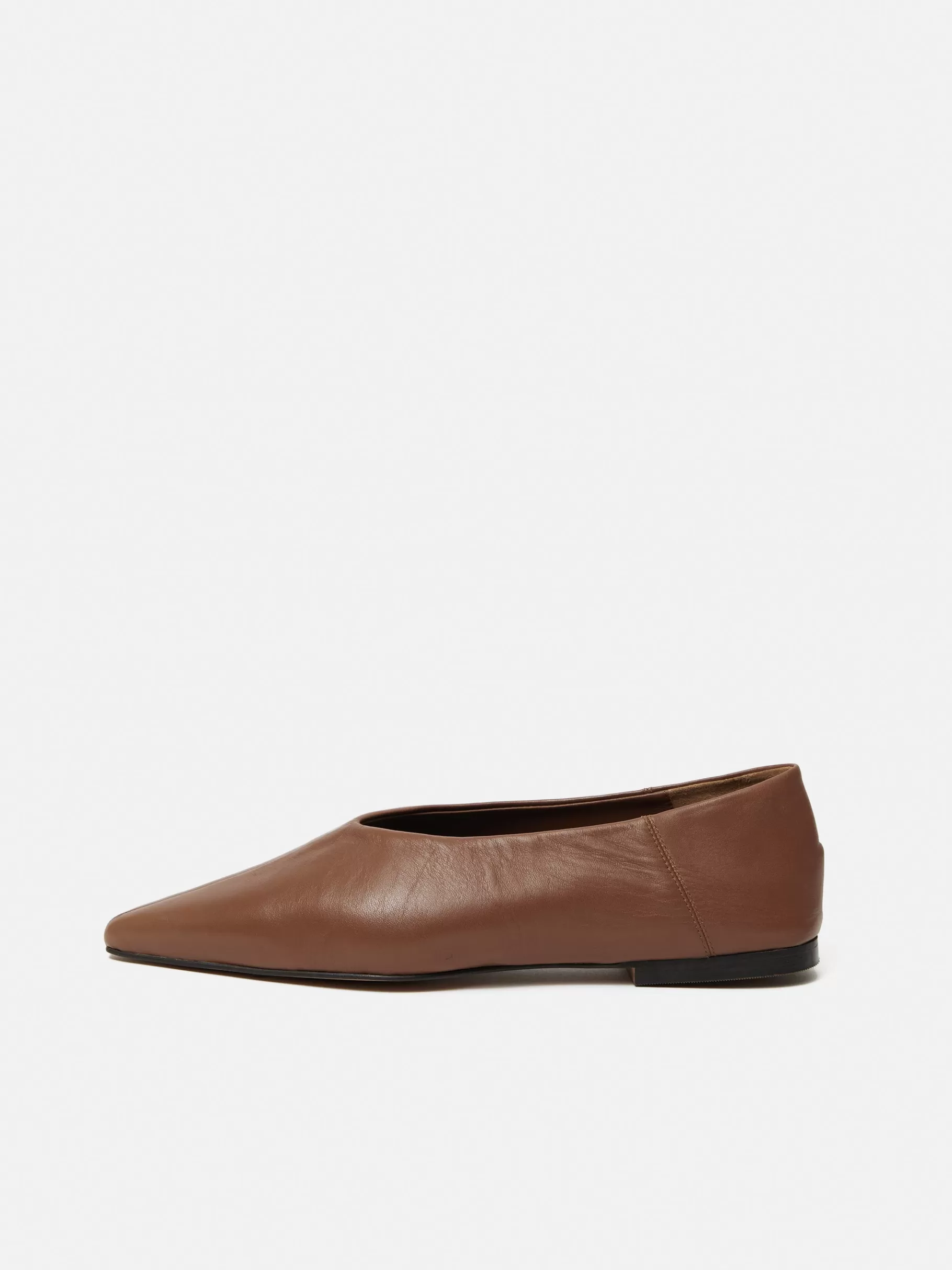 Jigsaw Flats | Leather-Linnie Flat Pointed Ballerina Tan