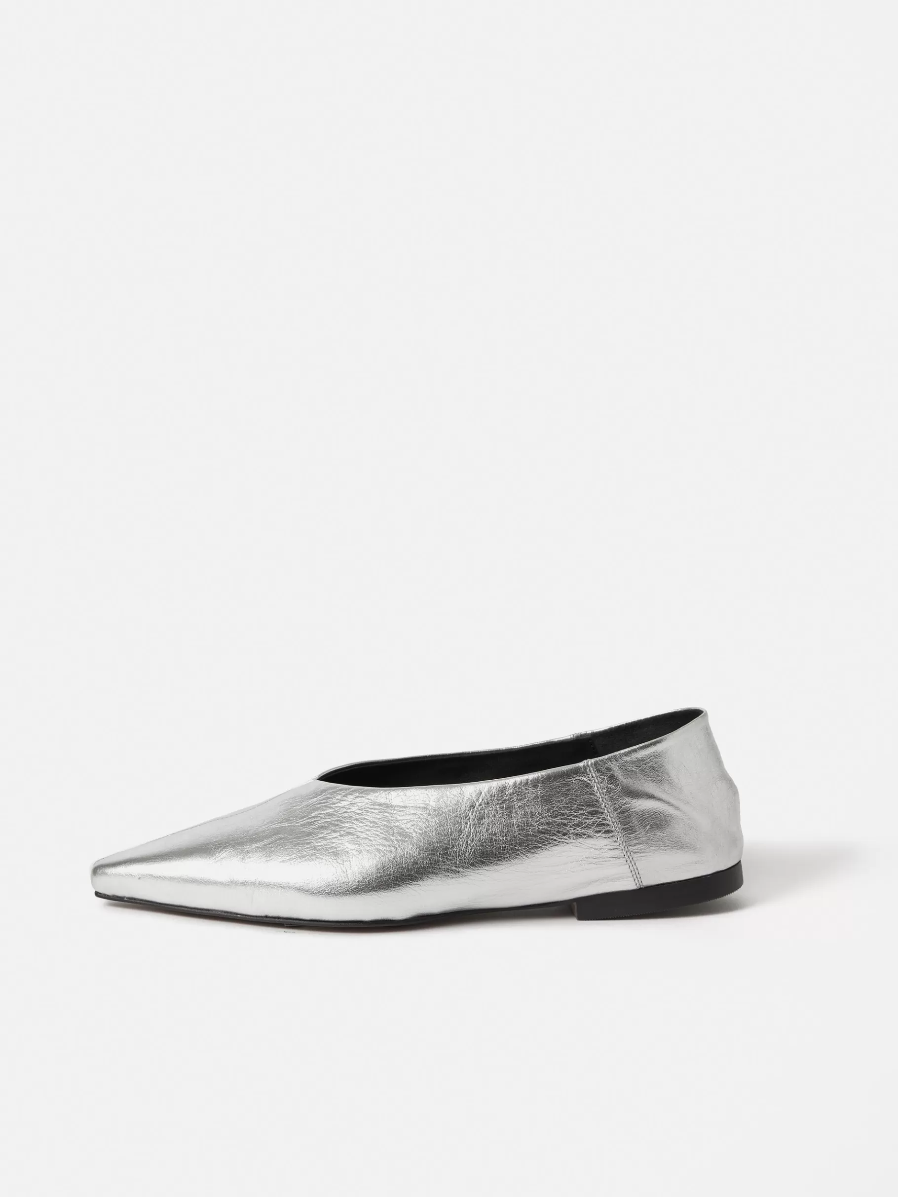 Jigsaw Flats | Leather-Linnie Flat Pointed Ballerina Silver