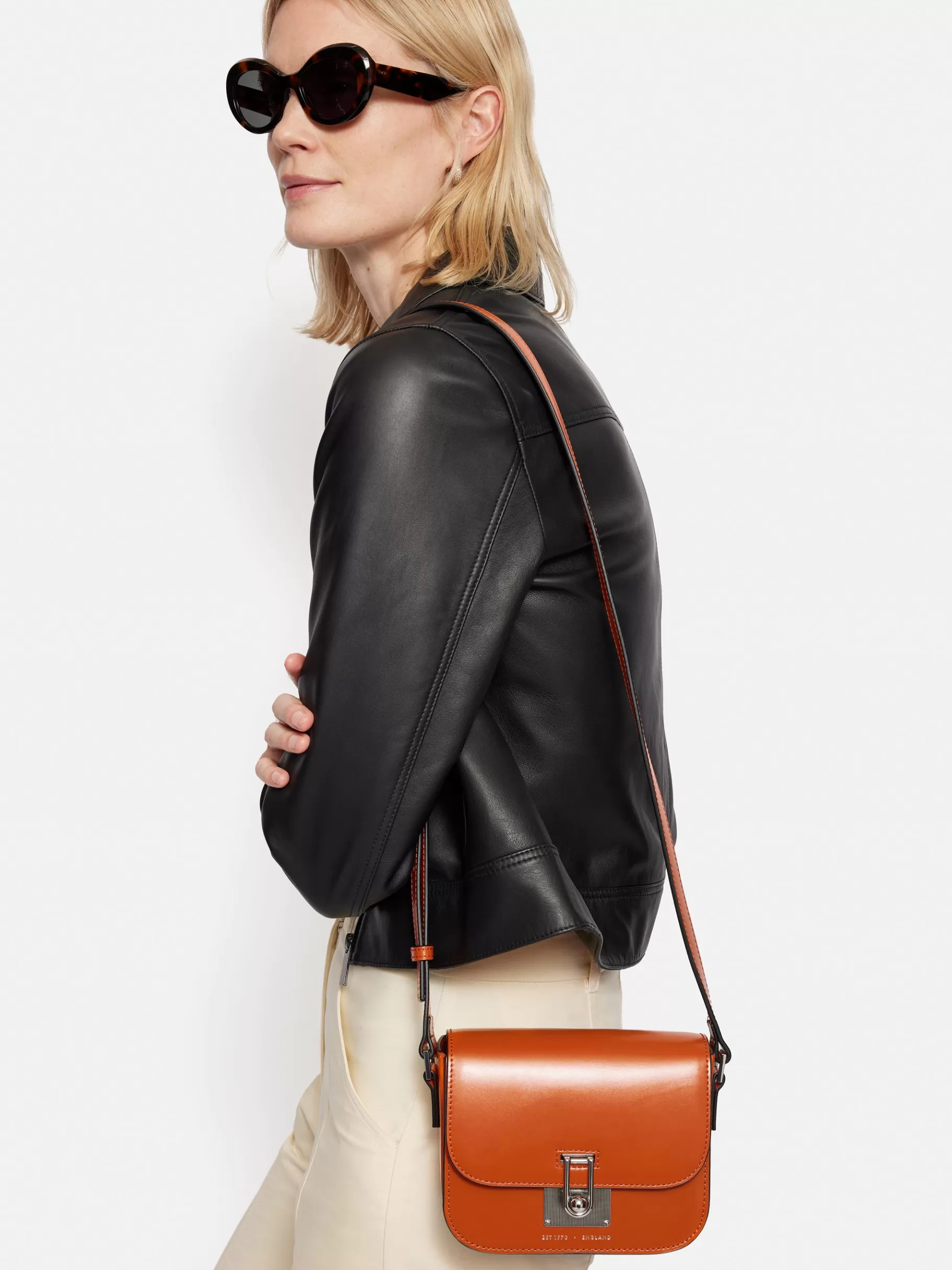 Jigsaw Leather-Meret Crossbody Orange