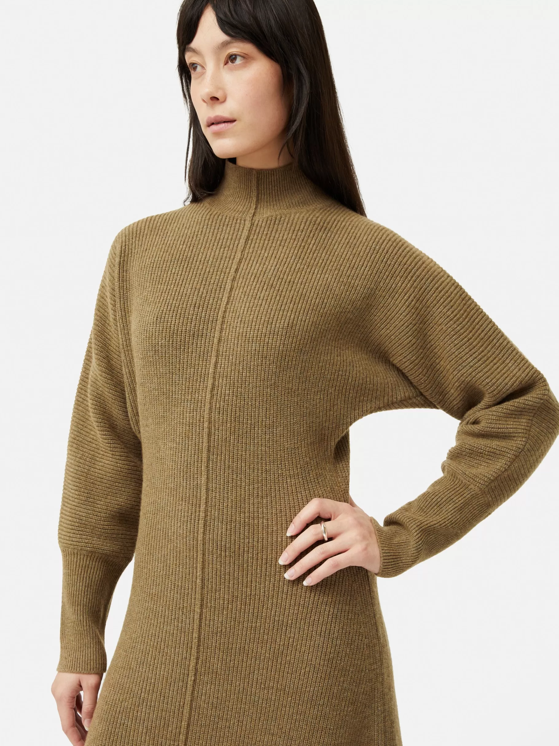 Jigsaw Dresses & Jumpsuits | Knitwear & Cashmere-Merino Blend Batwing Dress Khaki