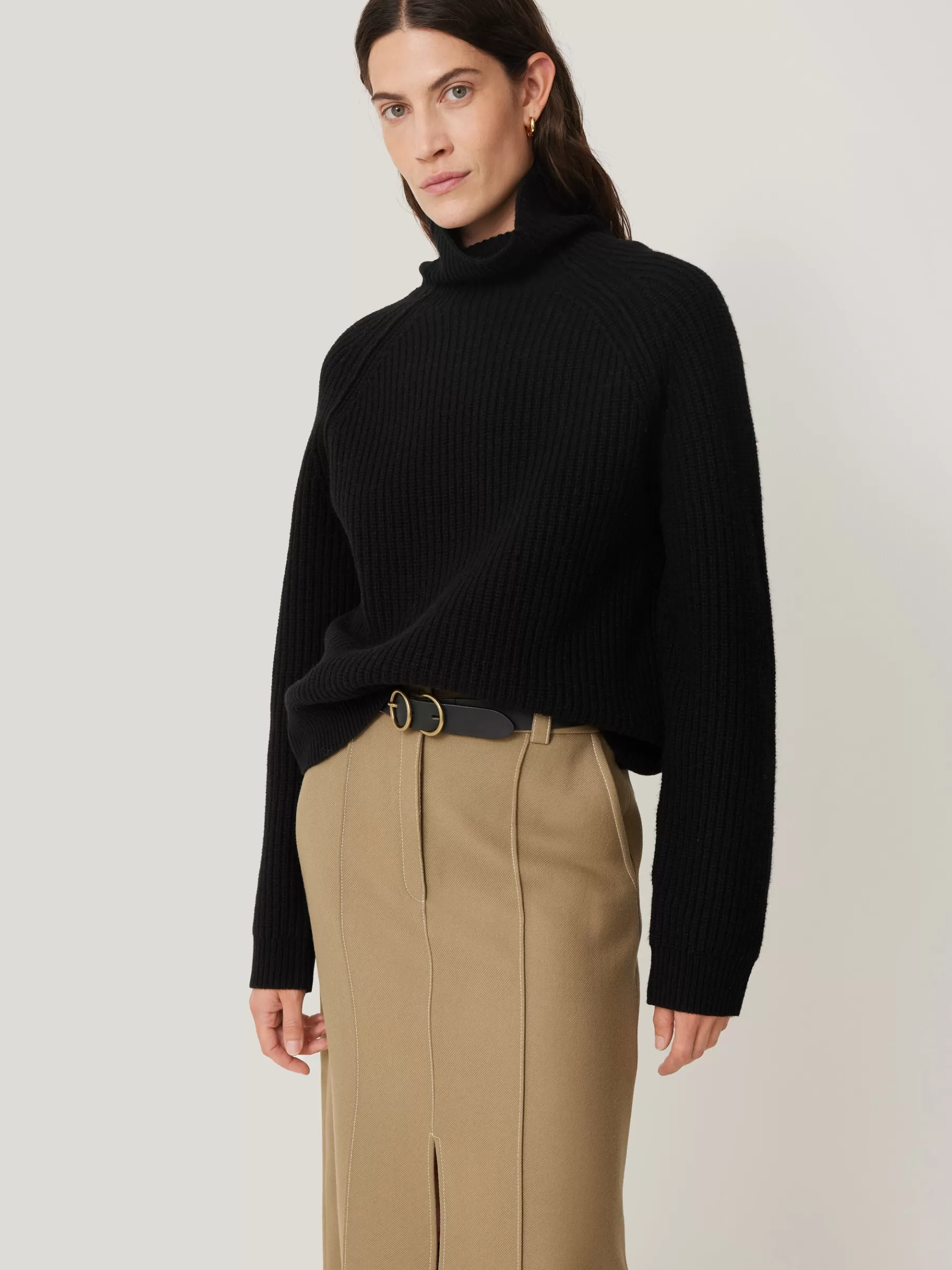 Jigsaw Knitwear & Cashmere-Merino Fishermans Rib Jumper Black