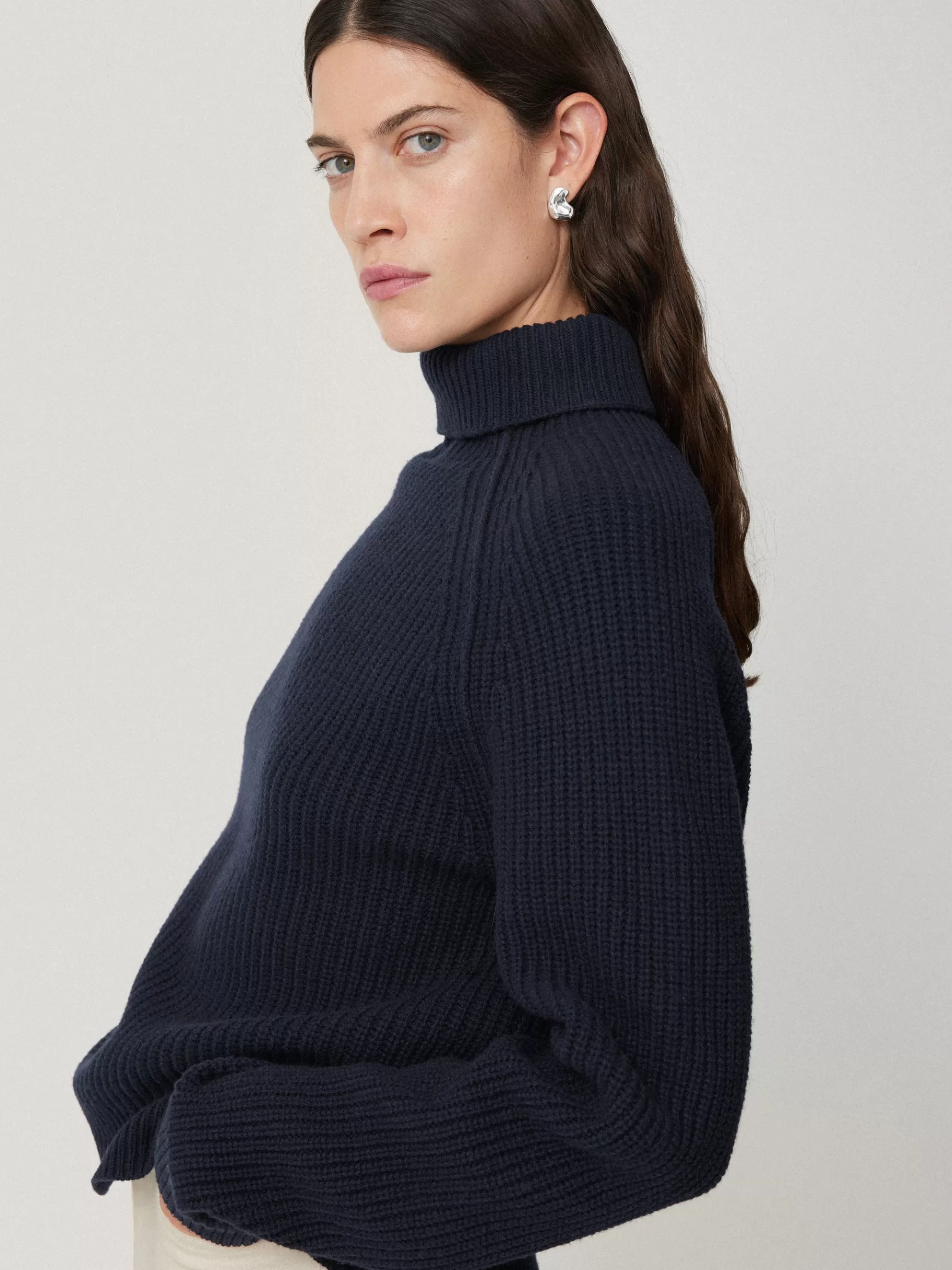 Jigsaw Knitwear & Cashmere-Merino Fishermans Rib Jumper Navy