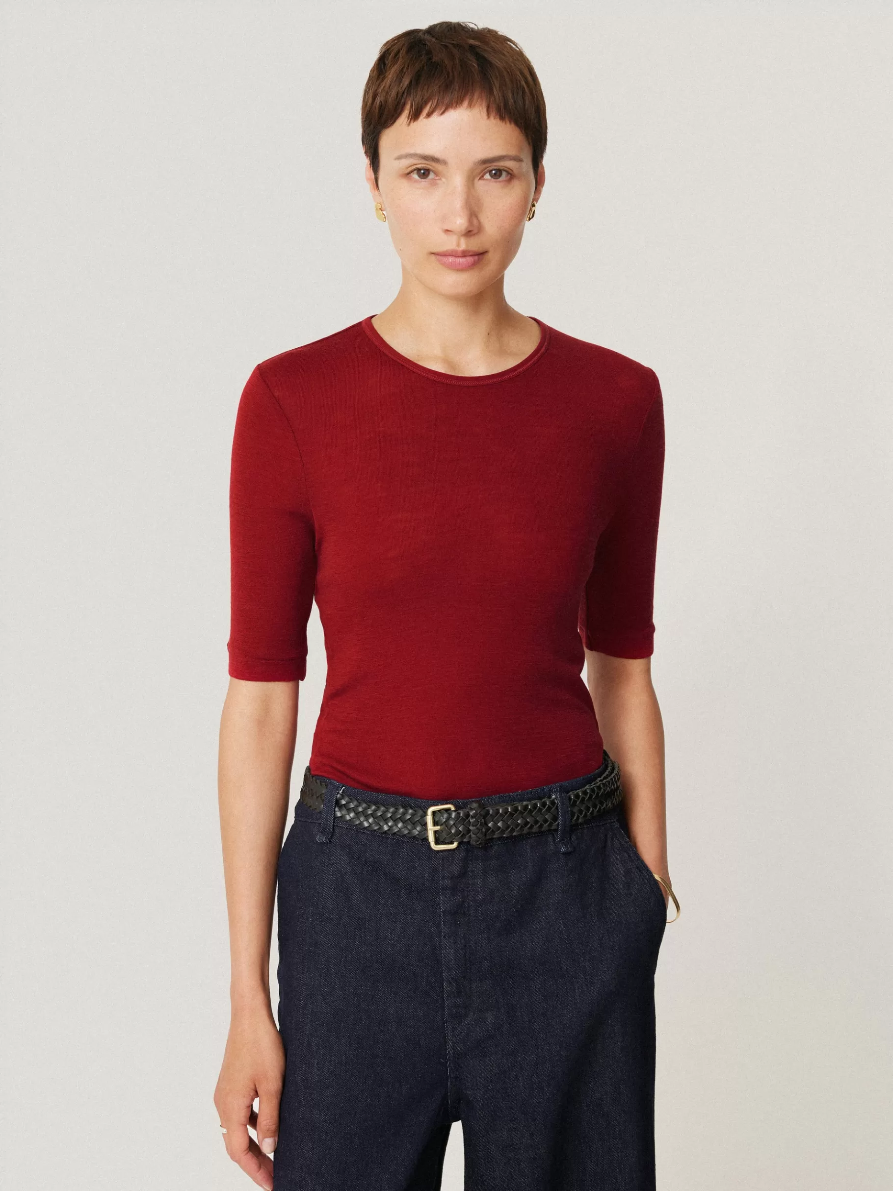 Jigsaw Shirts & Tops | Knitwear & Cashmere-Merino Half Sleeve T-shirt Red