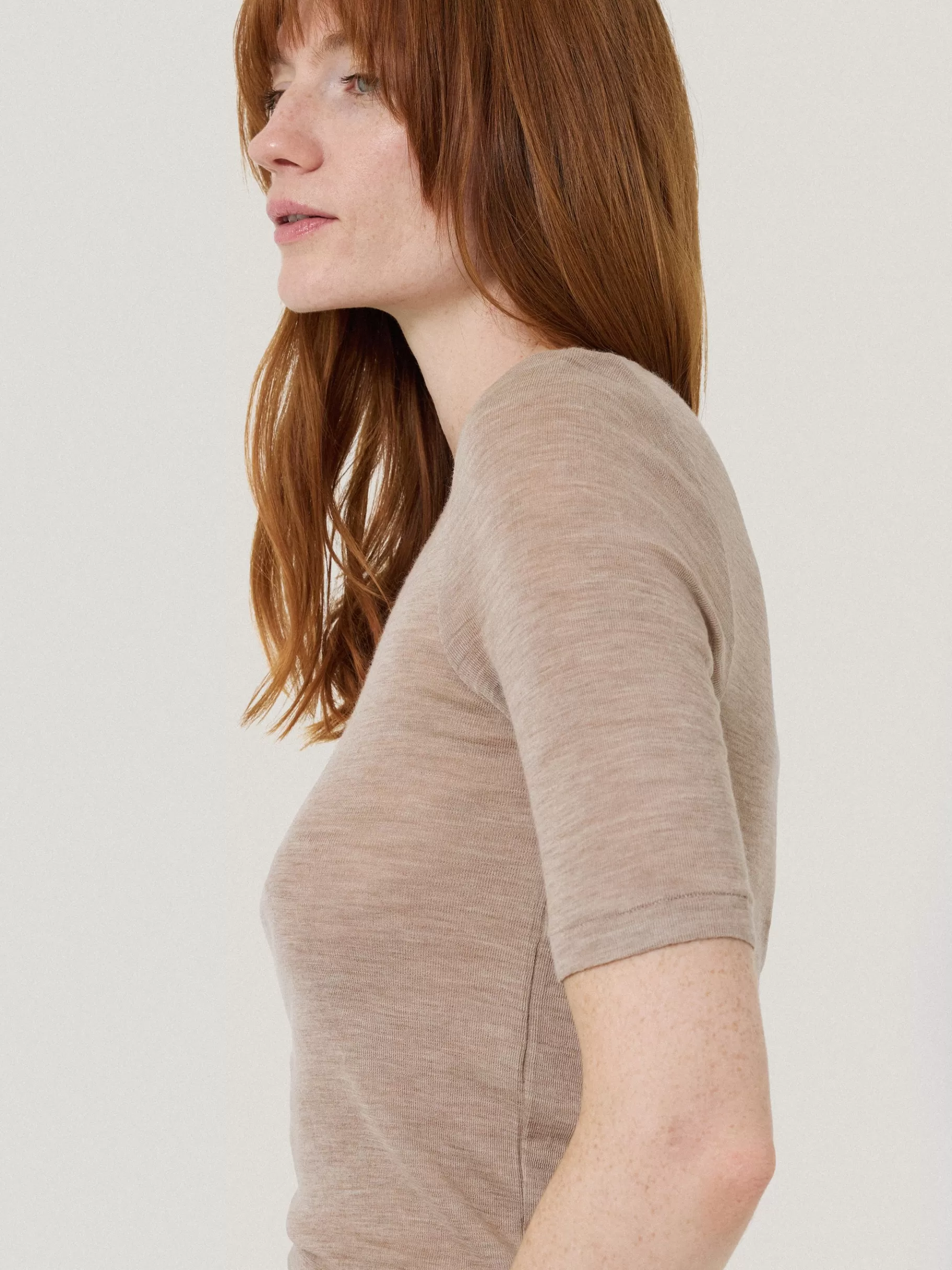 Jigsaw Shirts & Tops | Knitwear & Cashmere-Merino Half Sleeve T-shirt Stone