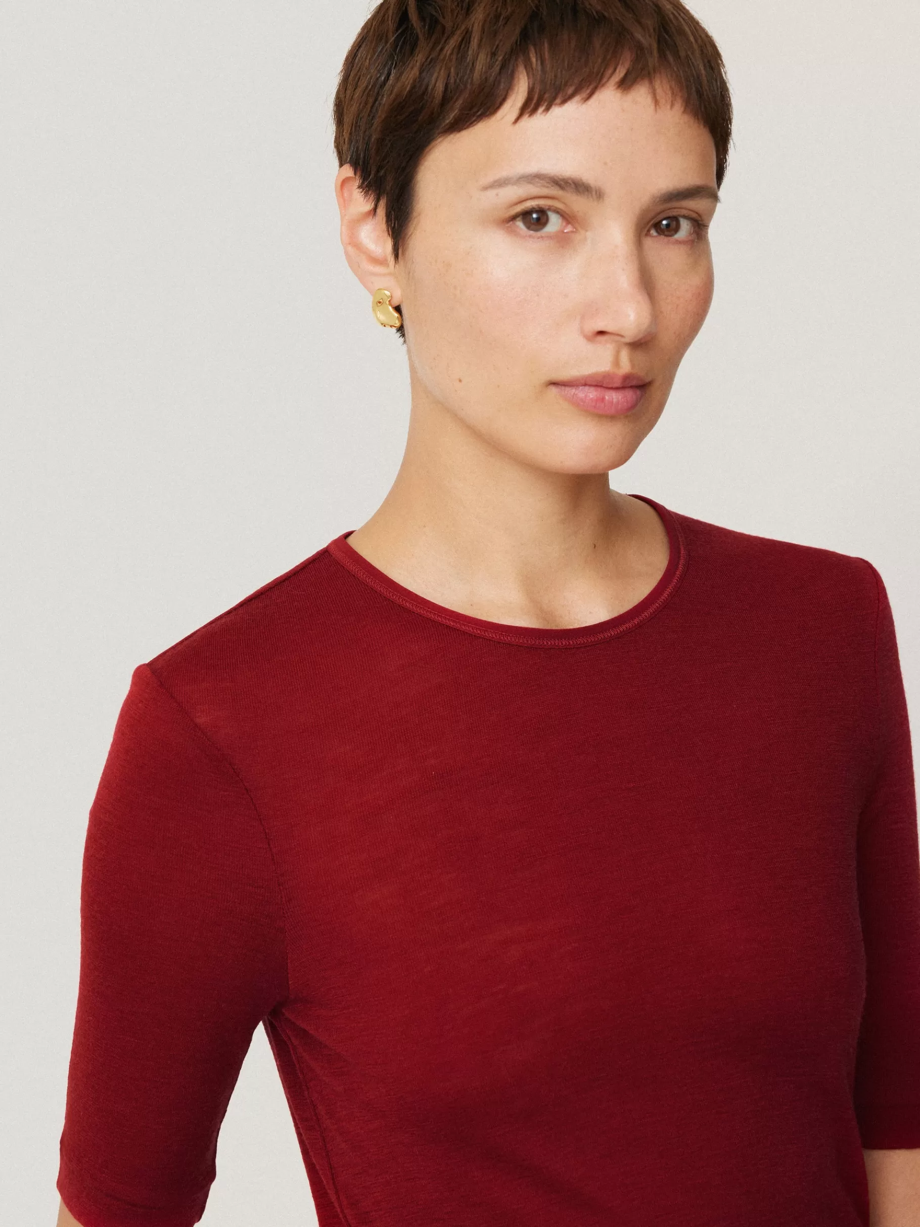 Jigsaw Shirts & Tops | Knitwear & Cashmere-Merino Half Sleeve T-shirt Red