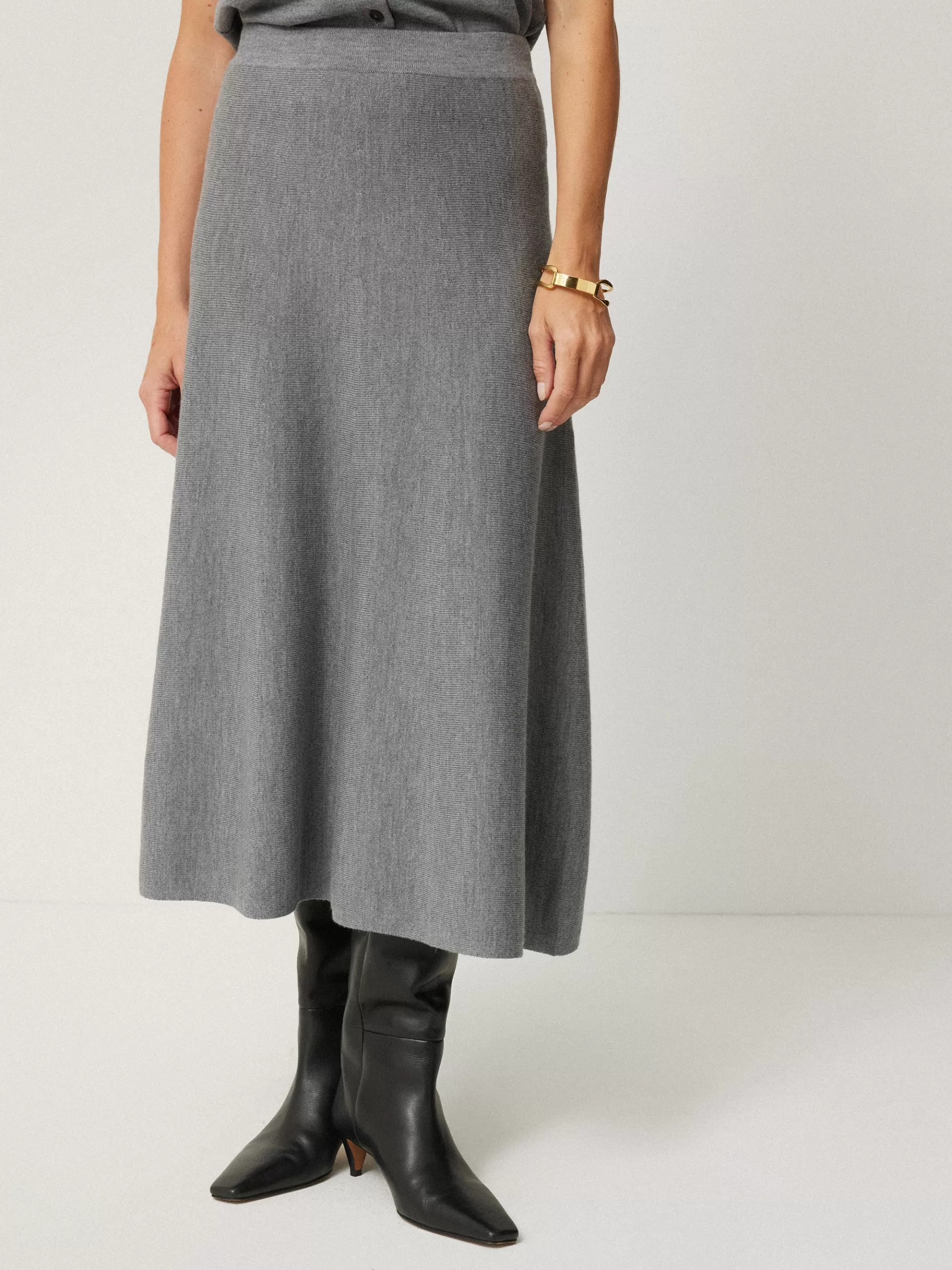 Jigsaw Skirts | Knitwear & Cashmere-Merino Knitted A-line Skirt Grey