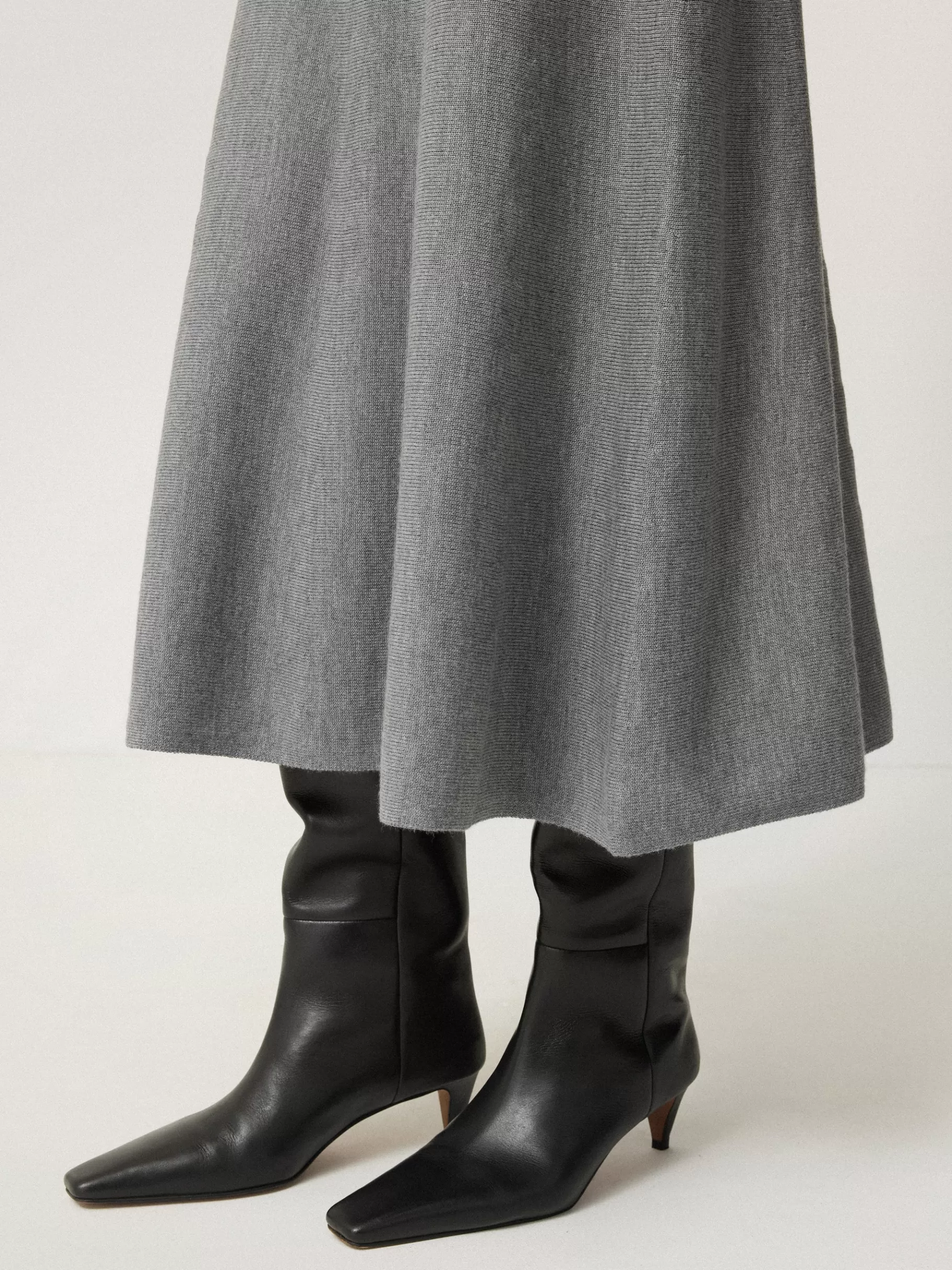 Jigsaw Skirts | Knitwear & Cashmere-Merino Knitted A-line Skirt Grey