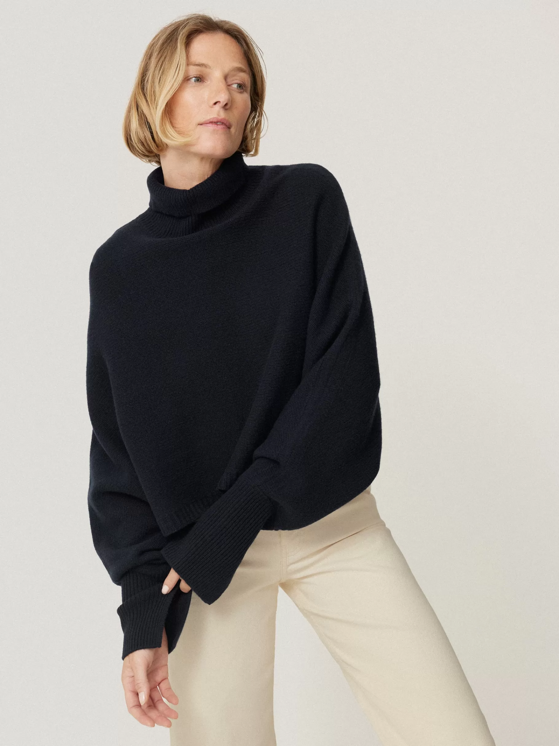 Jigsaw Knitwear & Cashmere-Merino Poncho Jumper Navy