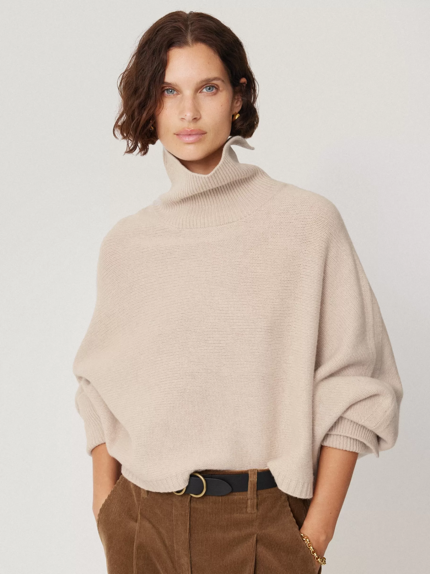 Jigsaw Knitwear & Cashmere-Merino Poncho Jumper Cream