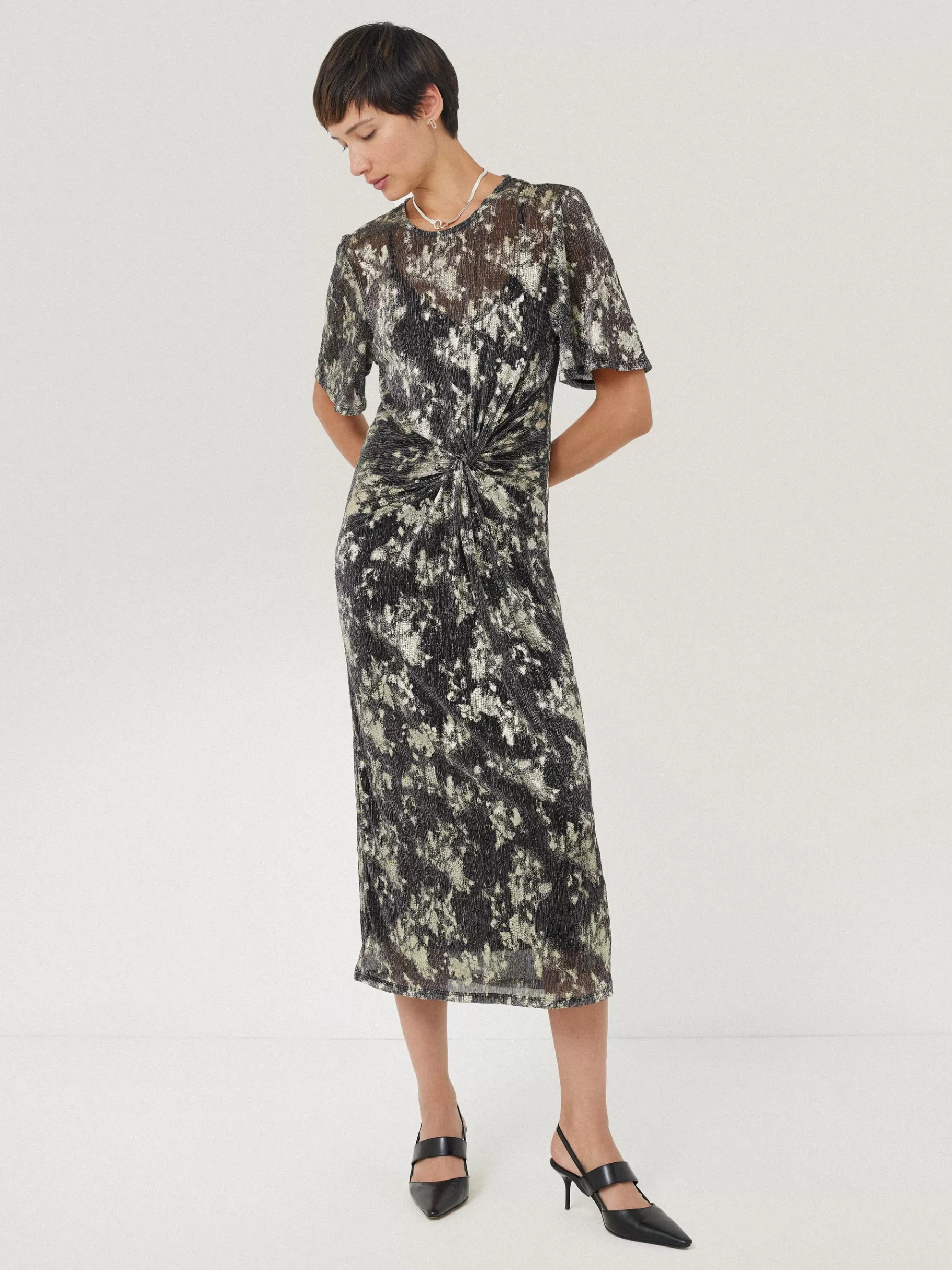 Jigsaw Dresses & Jumpsuits | Party-Metallic Knot Front Dress Gold