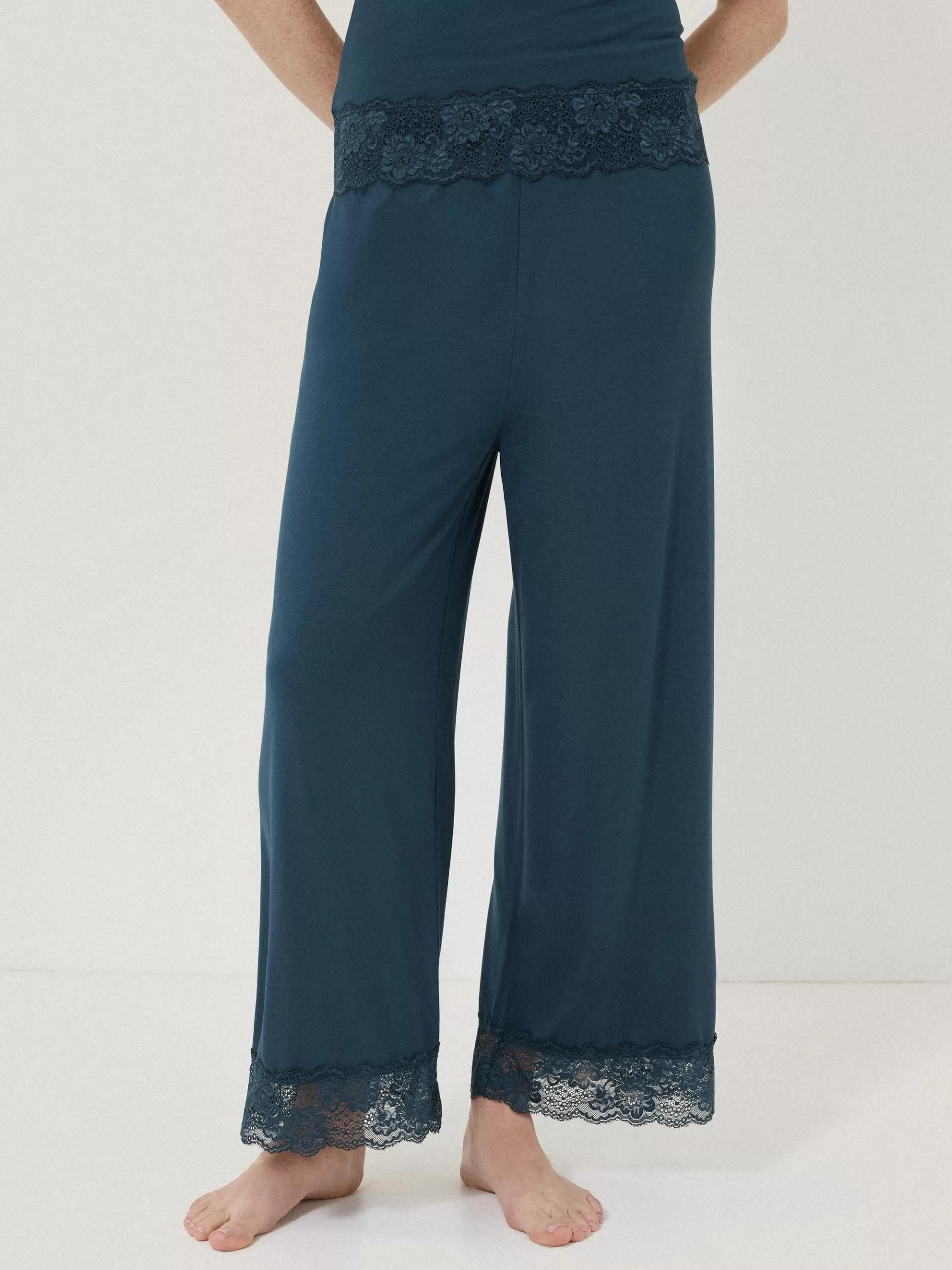 Jigsaw Pyjamas & Loungewear-Modal Lace Pyjama Trouser Grey
