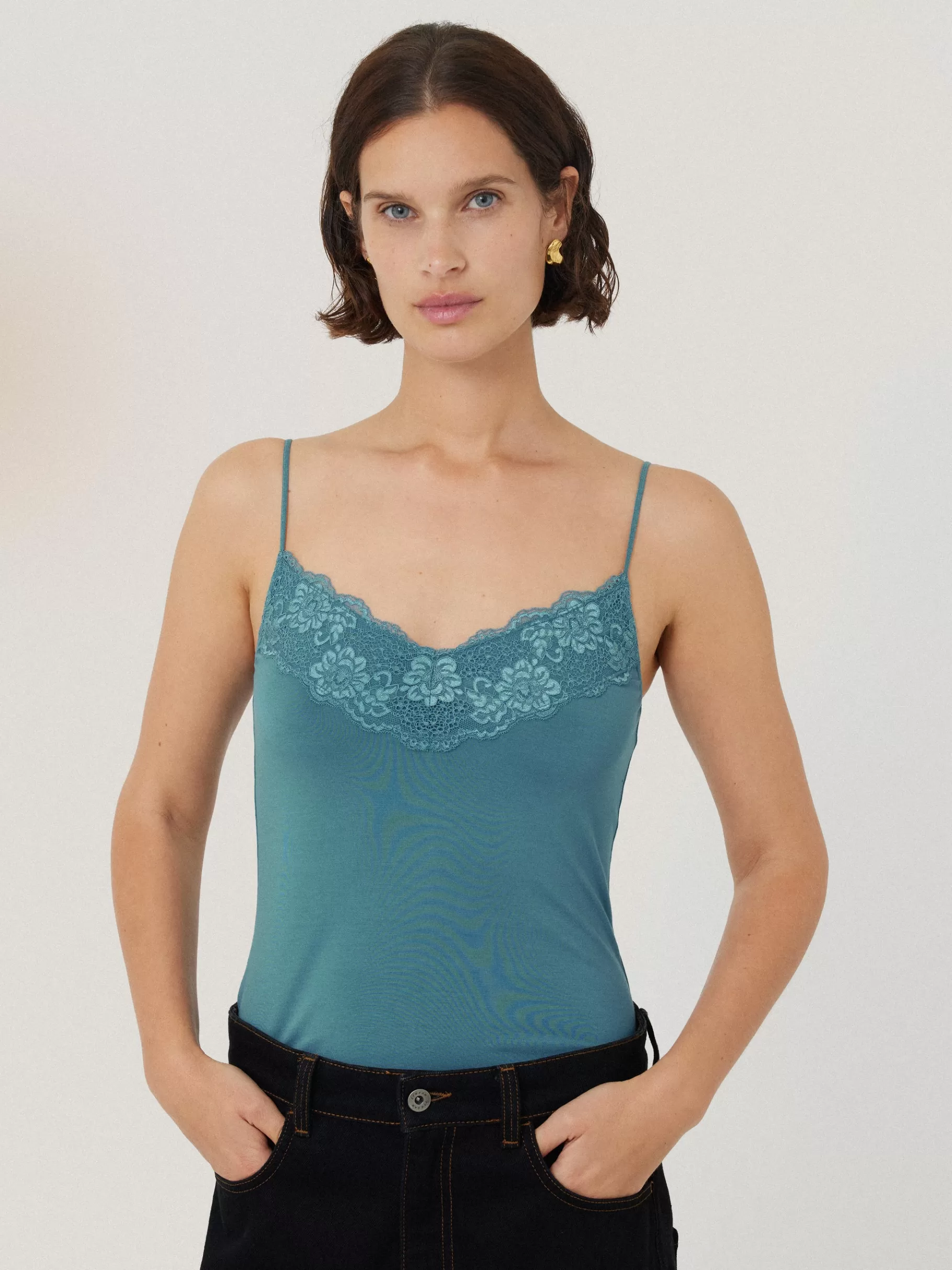 Jigsaw Pyjamas & Loungewear | Shirts & Tops-Modal Lace Vest DeepWater