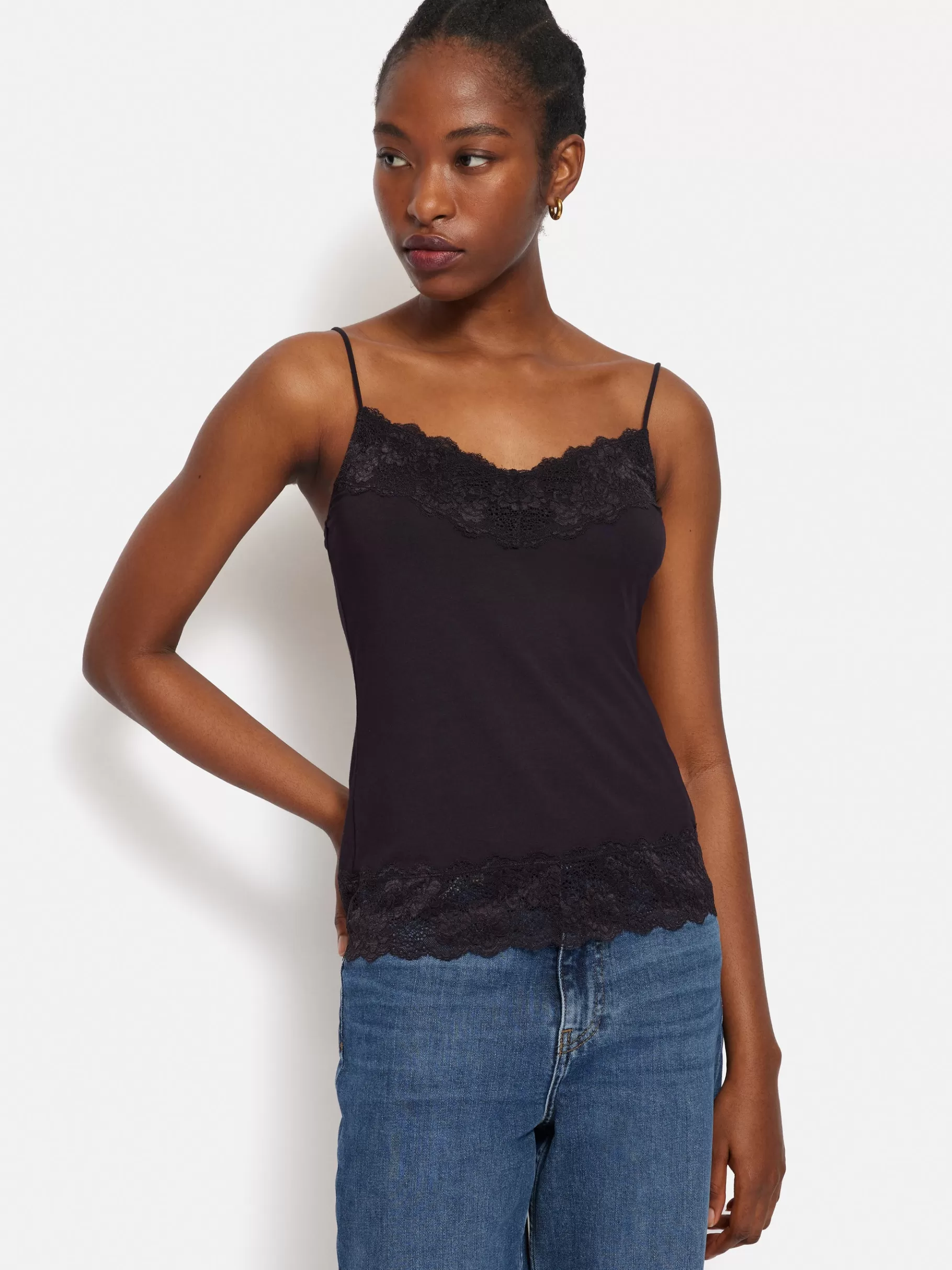 Jigsaw Shirts & Tops-Modal Lace Vest Raisin