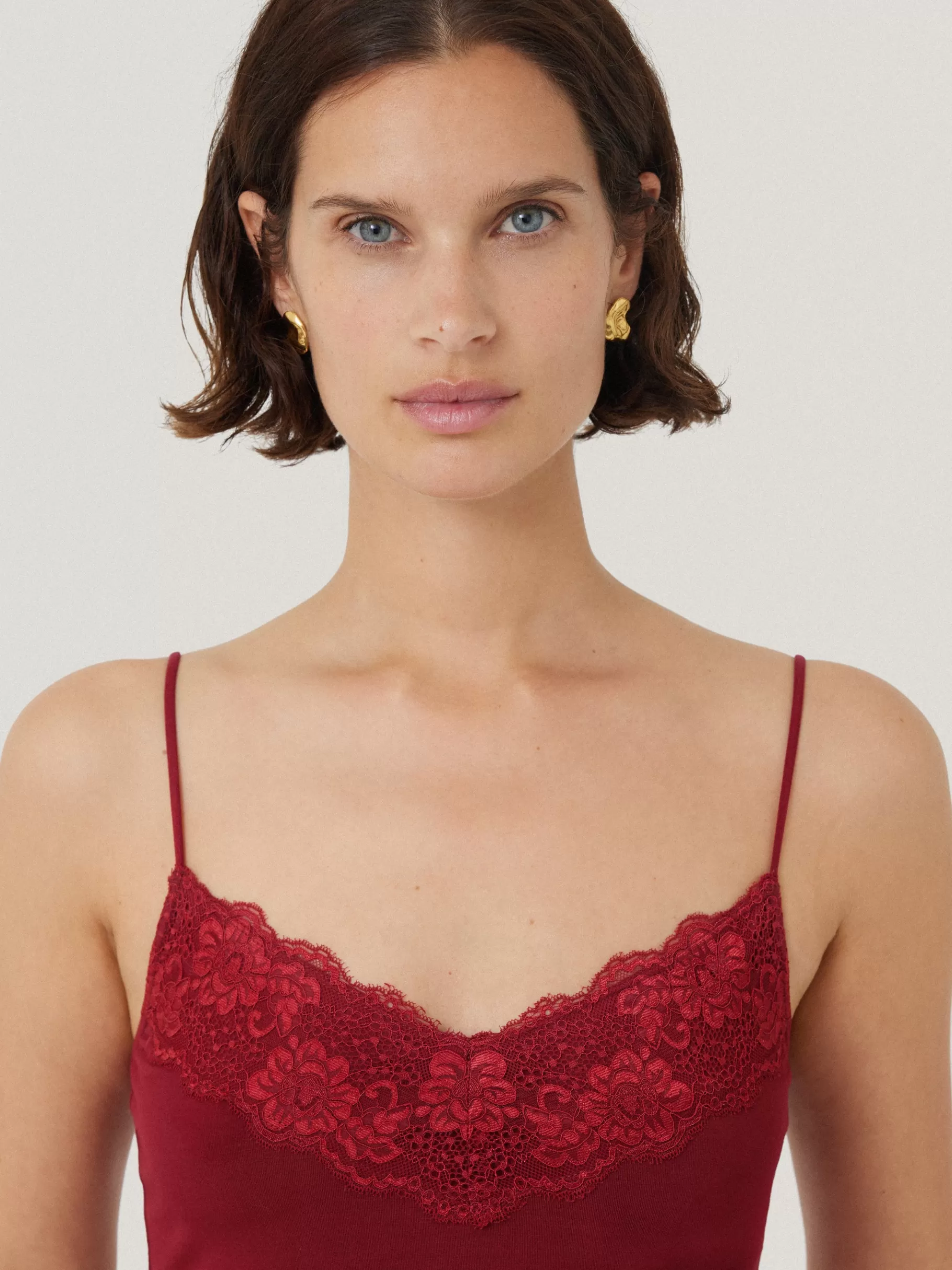 Jigsaw Pyjamas & Loungewear | Shirts & Tops-Modal Lace Vest CinemaRed