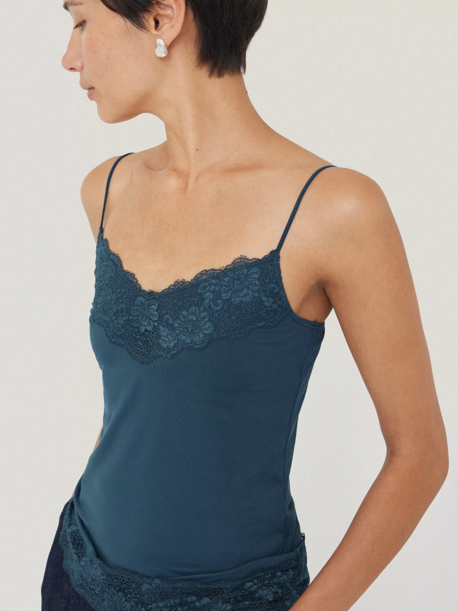 Jigsaw Pyjamas & Loungewear | Shirts & Tops-Modal Lace Vest Smoke