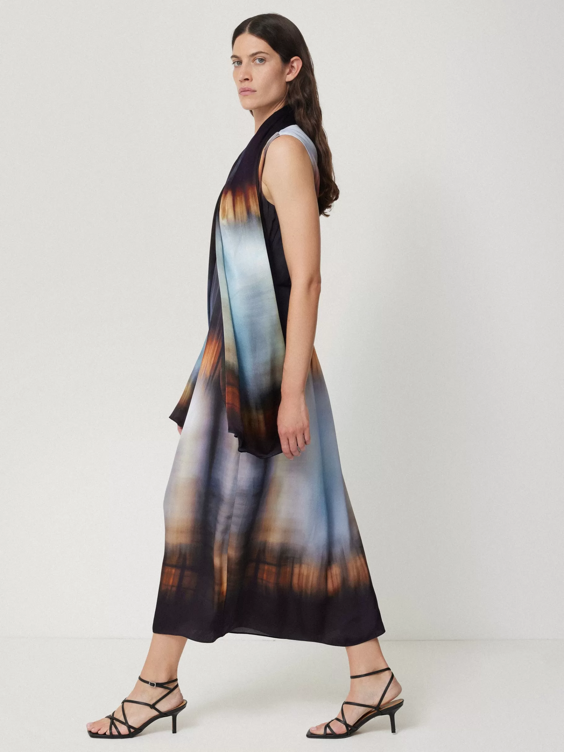 Jigsaw Ponchos & Scarves-Modern Tie Dye Silk Scarf Multi