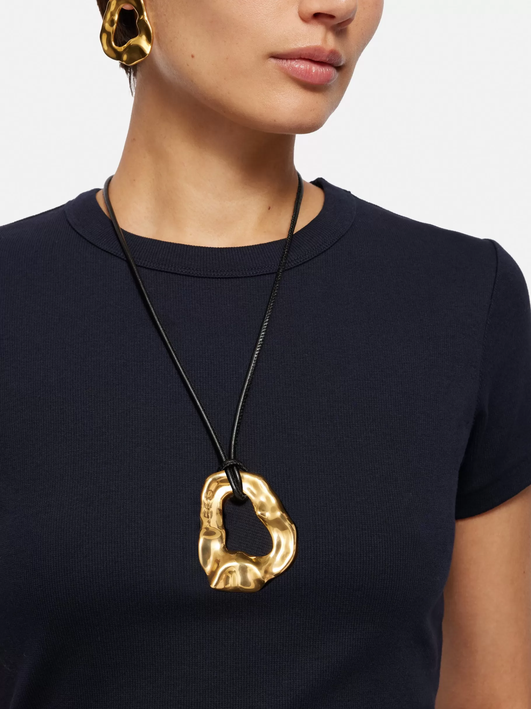 Jigsaw Jewellery | Party-Molten Loop Leather Necklace Gold