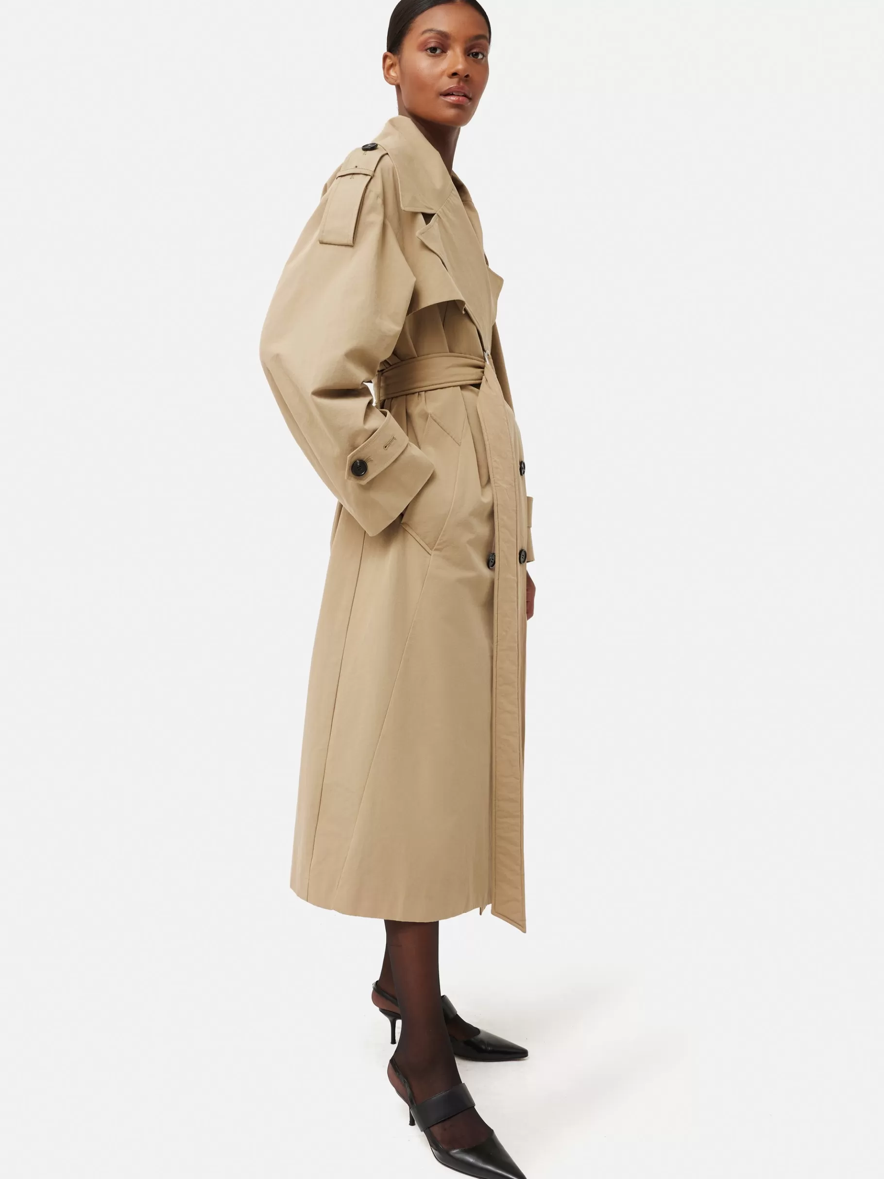 Jigsaw Coats & Jackets-Nelson Cotton Trench Coat Stone