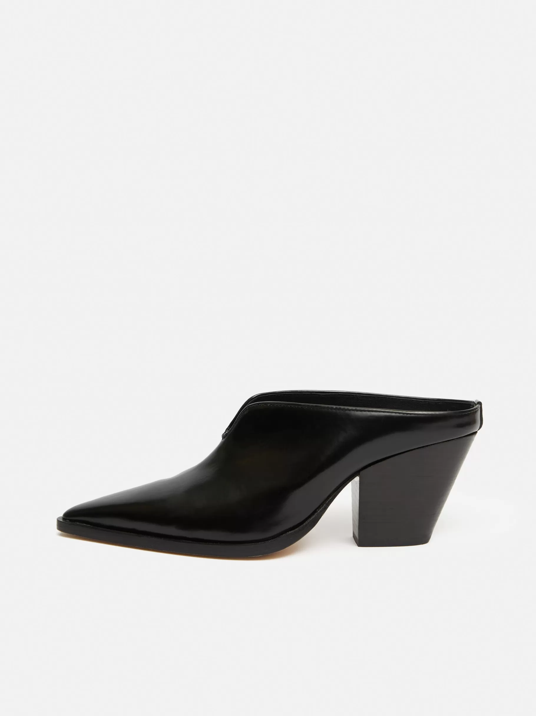 Jigsaw Heels | Leather-Oakley Heeled Mule Black
