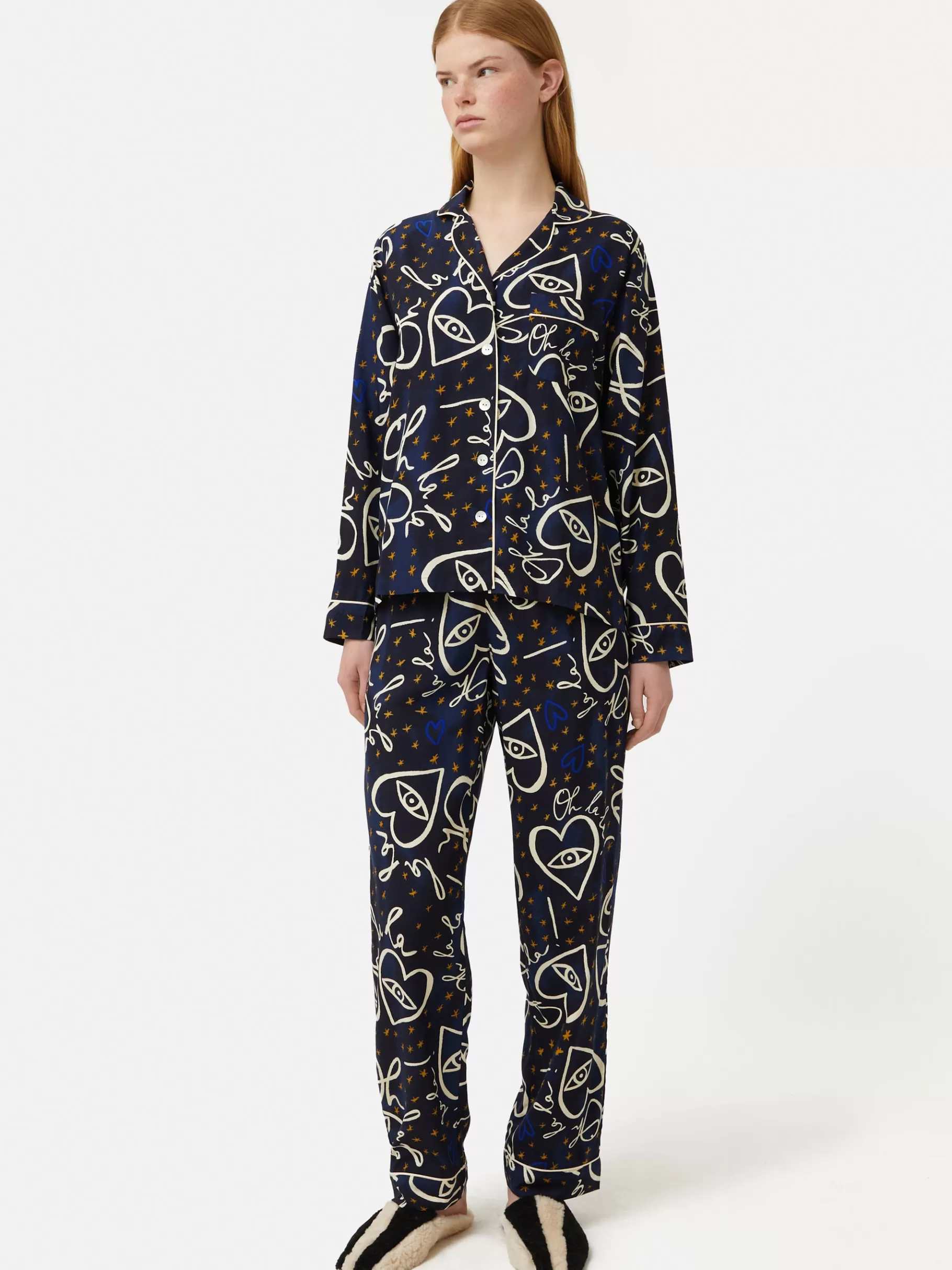 Jigsaw Pyjamas & Loungewear-Oh La La Modal Pyjama Navy