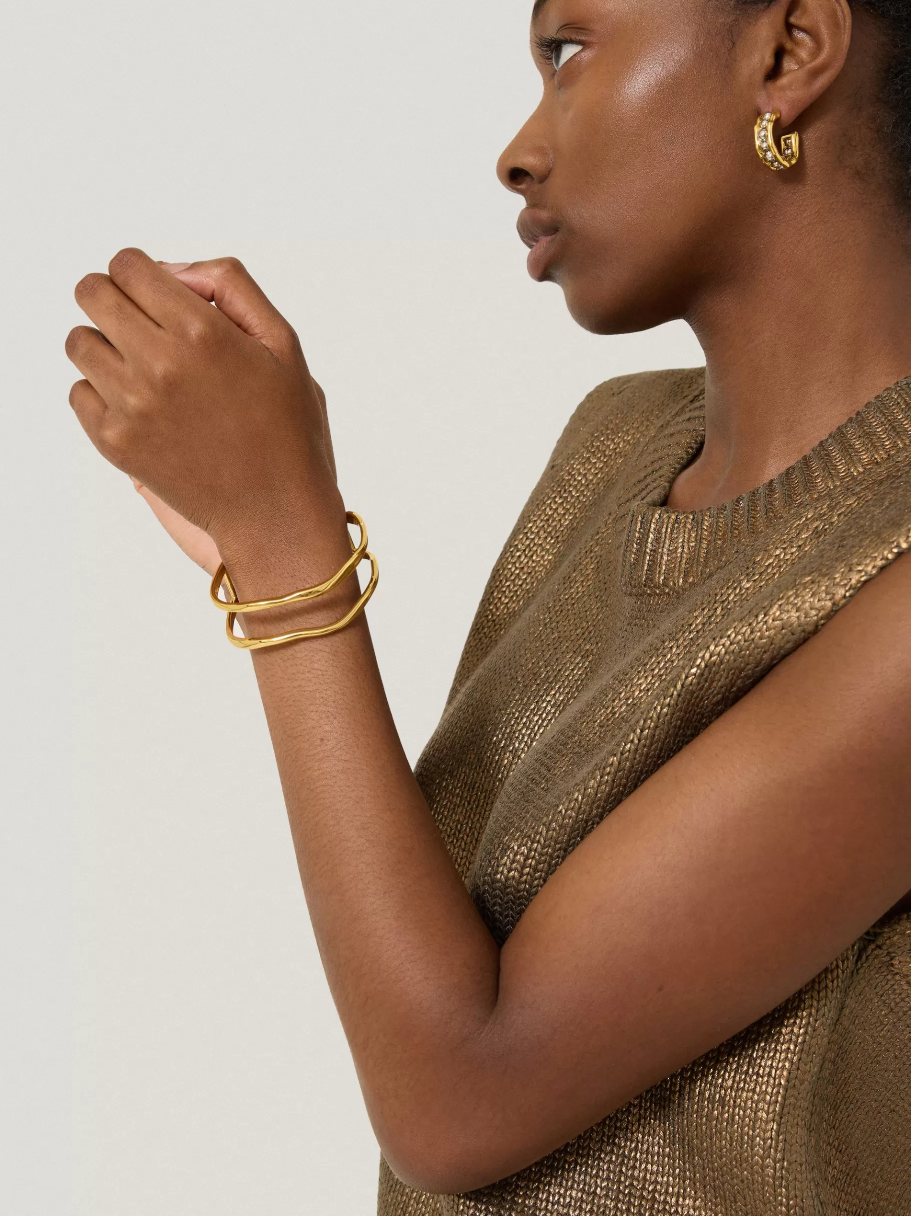 Jigsaw Jewellery | Party-Organic Wave Bangle Gold