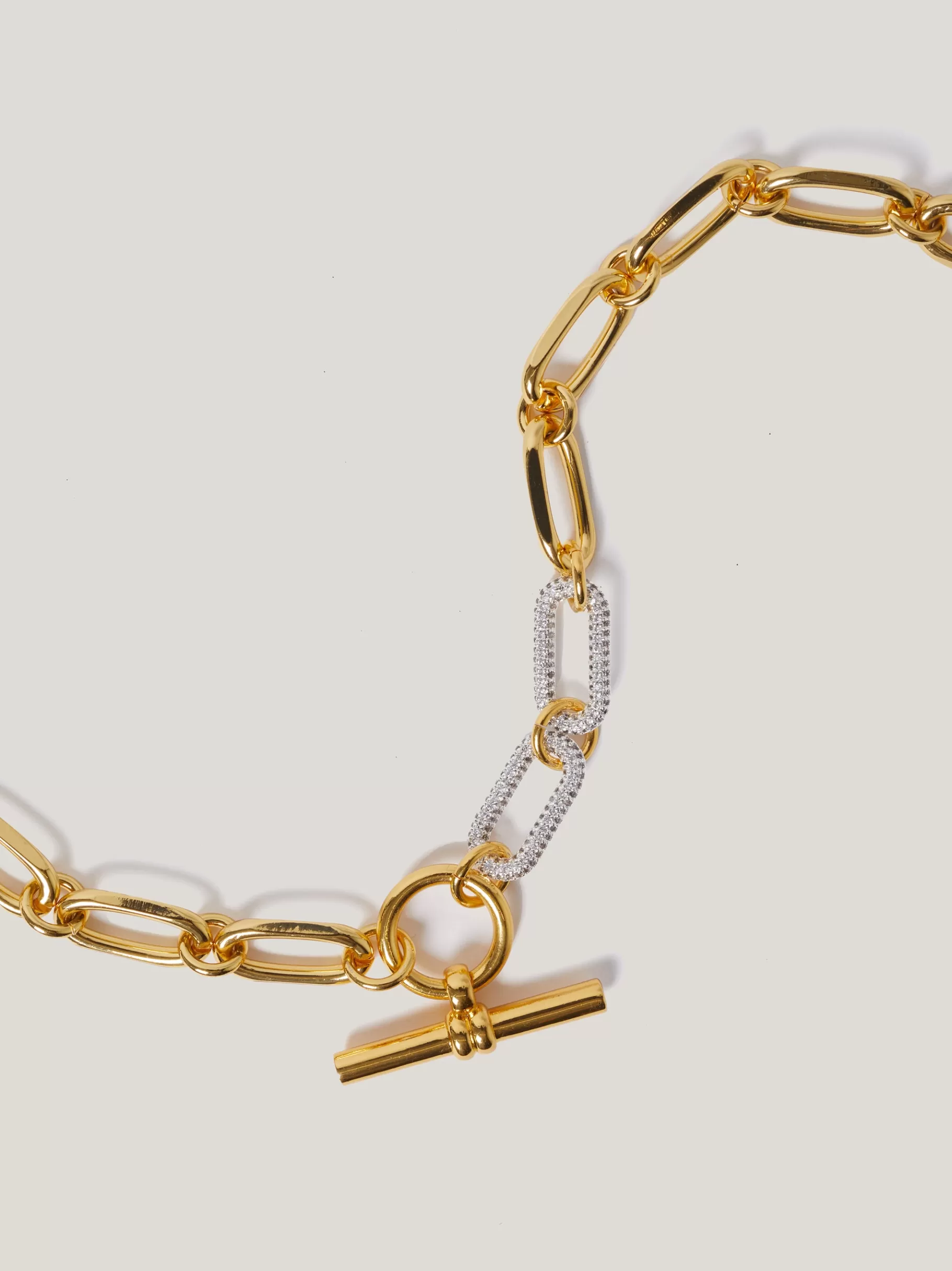 Jigsaw Jewellery | Party-Pave Trombone Chain Necklace Gold