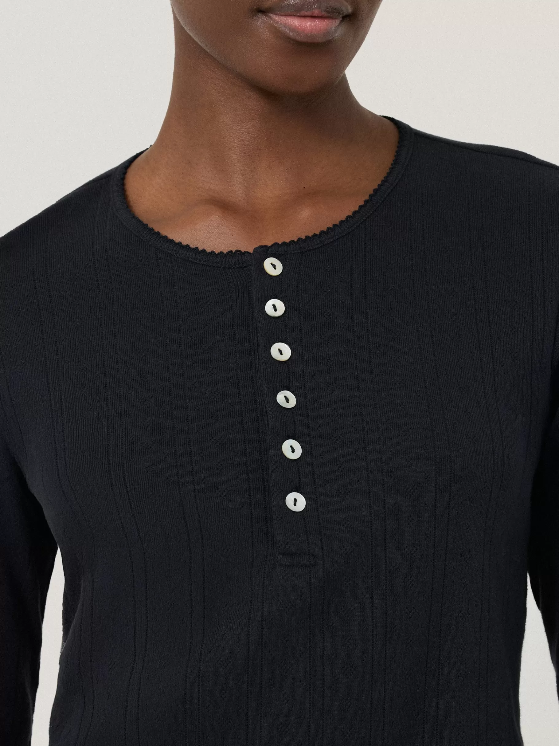 Jigsaw Pyjamas & Loungewear-Pointelle Pyjama Henley Top Navy
