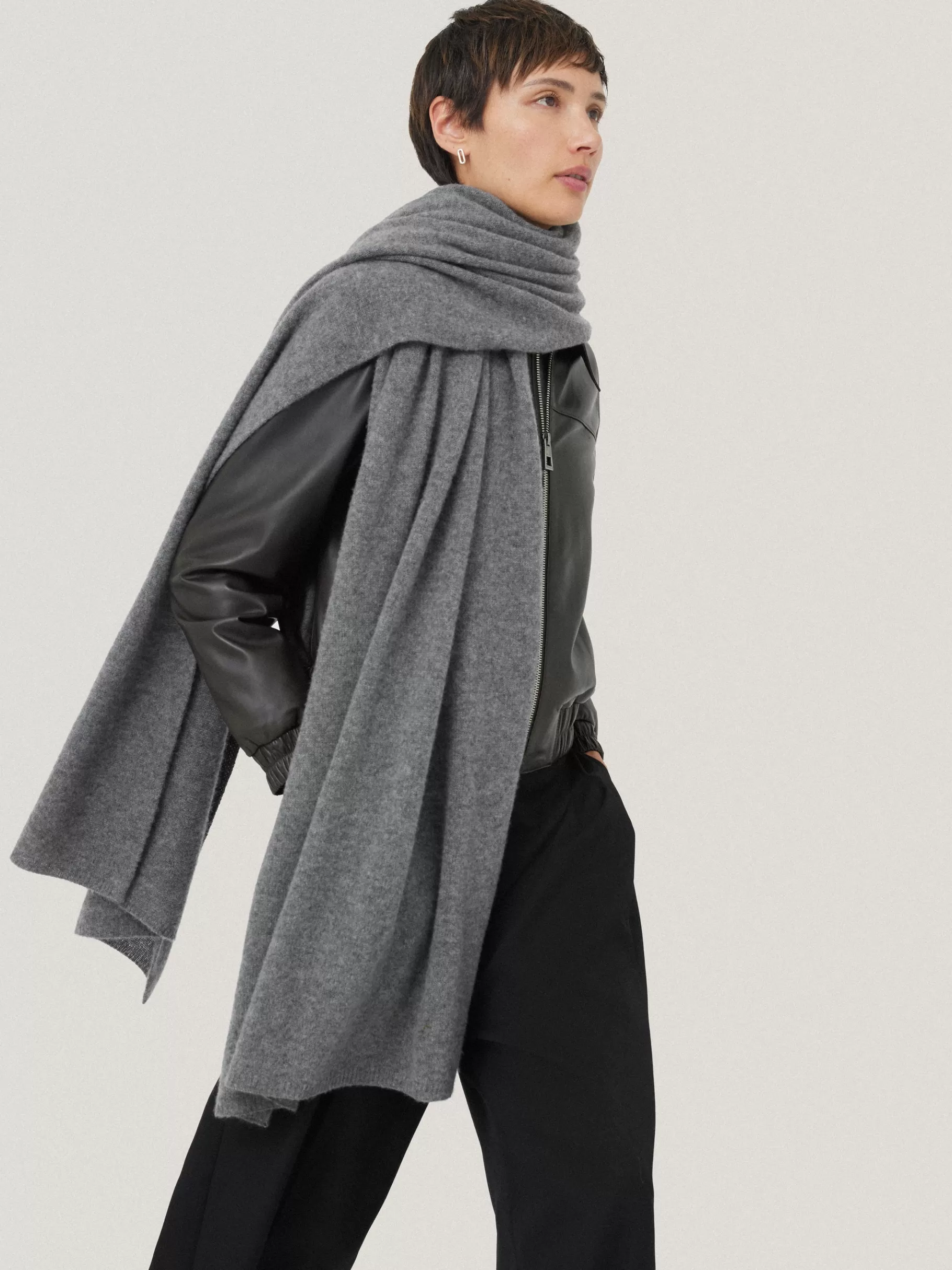 Jigsaw Ponchos & Scarves | Knitwear & Cashmere-Pure Cashmere Blanket Scarf MidGrey