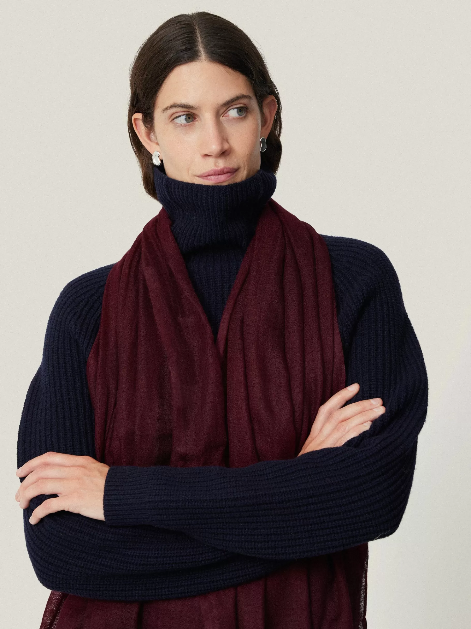Jigsaw Ponchos & Scarves | Knitwear & Cashmere-Pure Cashmere Gauze Scarf Burgundy