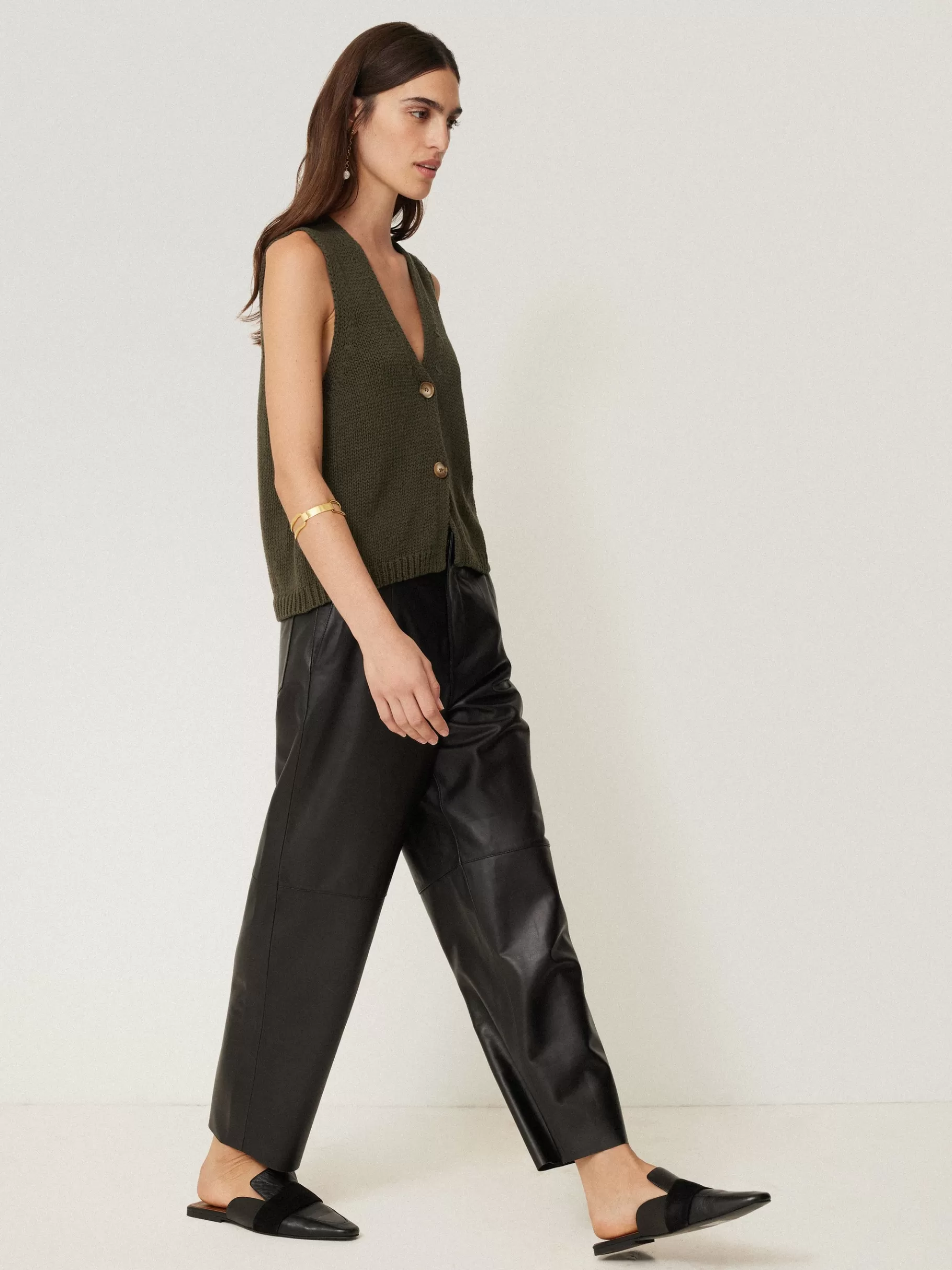 Jigsaw Knitwear & Cashmere-Pure Cotton Knitted Waistcoat Khaki