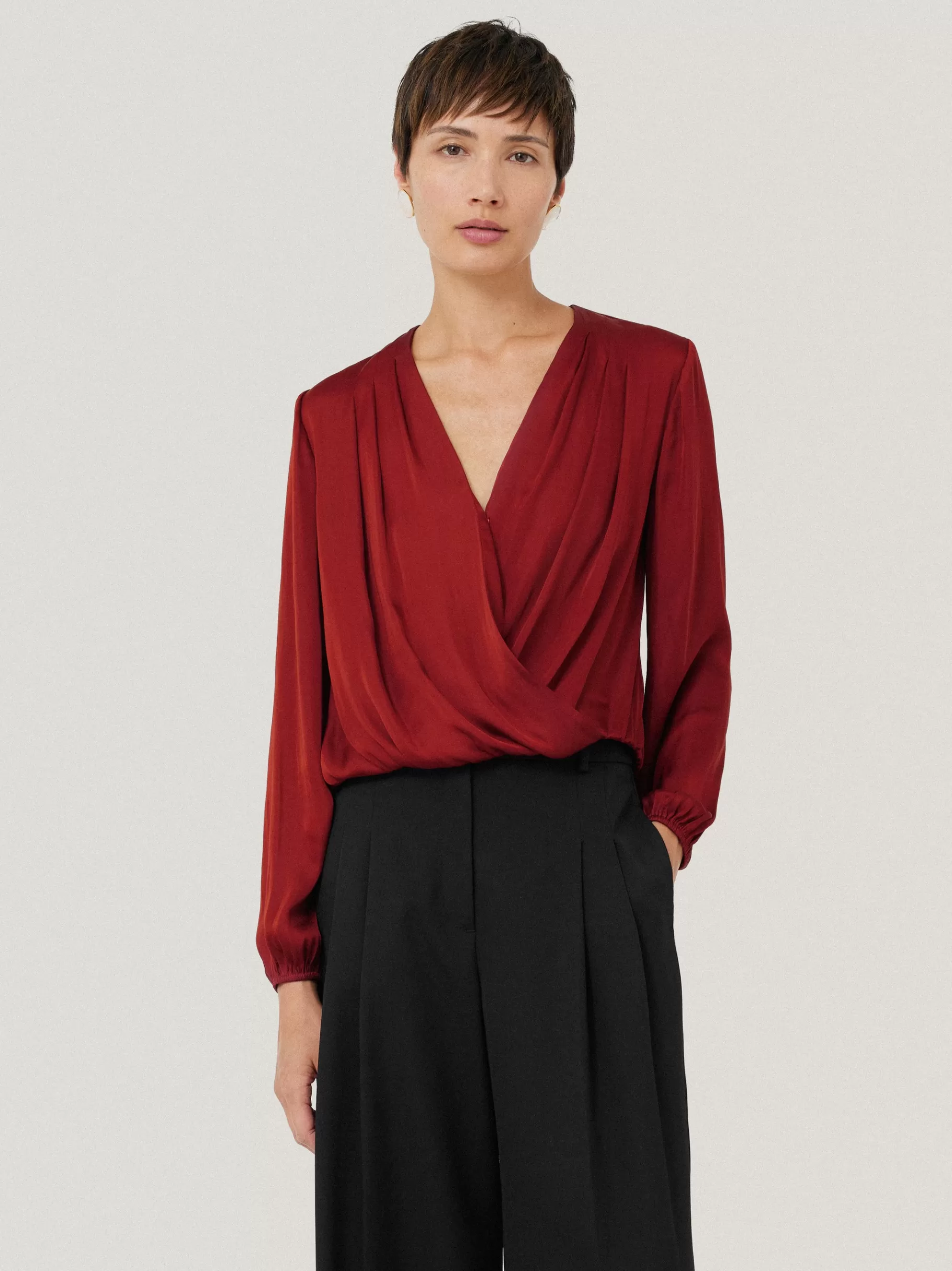 Jigsaw Shirts & Tops | Party-Recycled Satin Drape Wrap Top Red