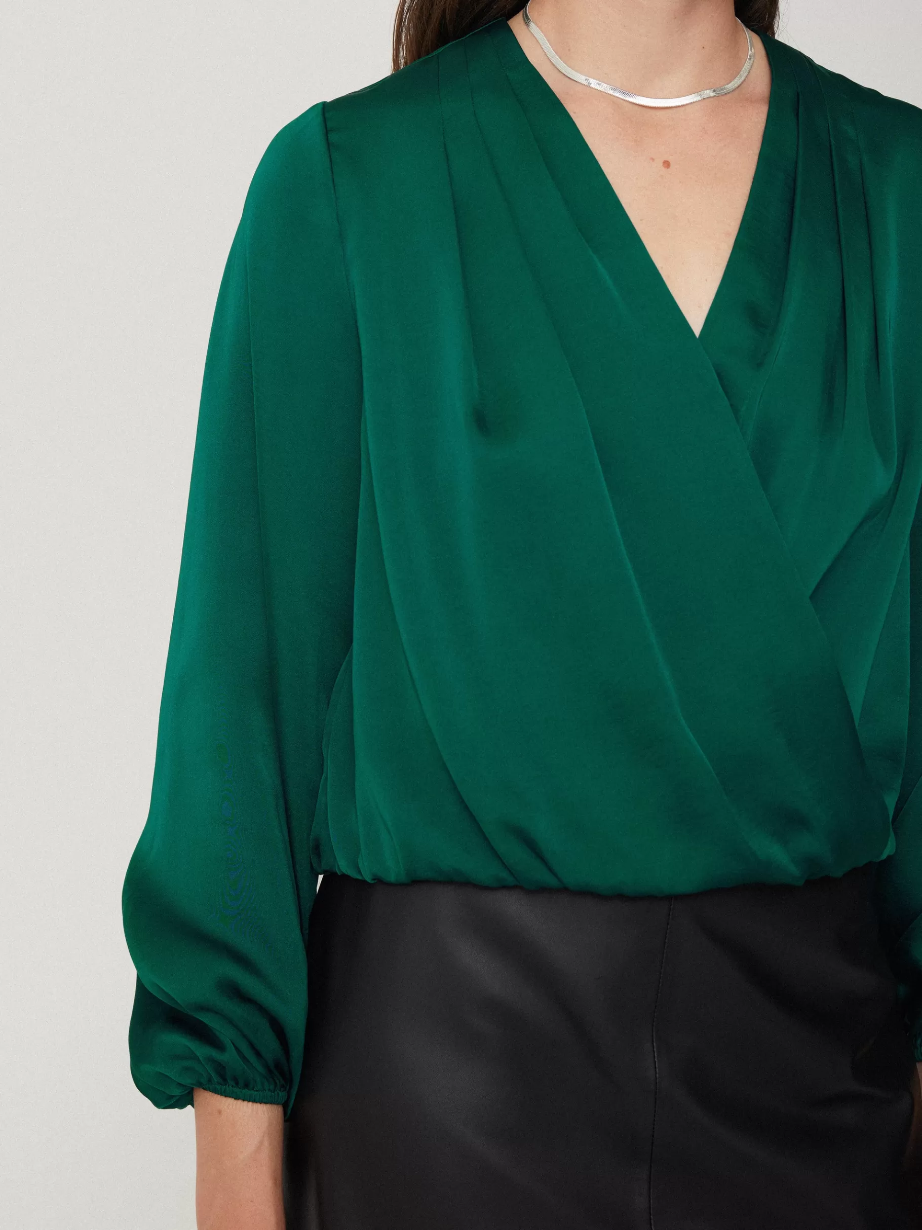 Jigsaw Shirts & Tops | Party-Recycled Satin Drape Wrap Top Green