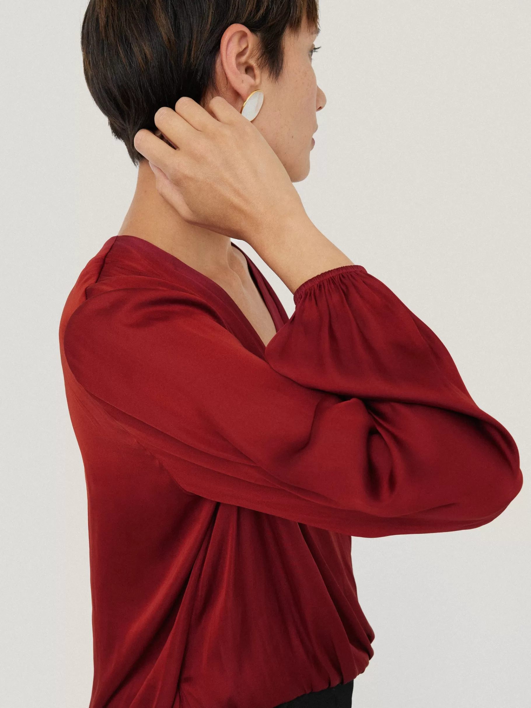 Jigsaw Shirts & Tops | Party-Recycled Satin Drape Wrap Top Red