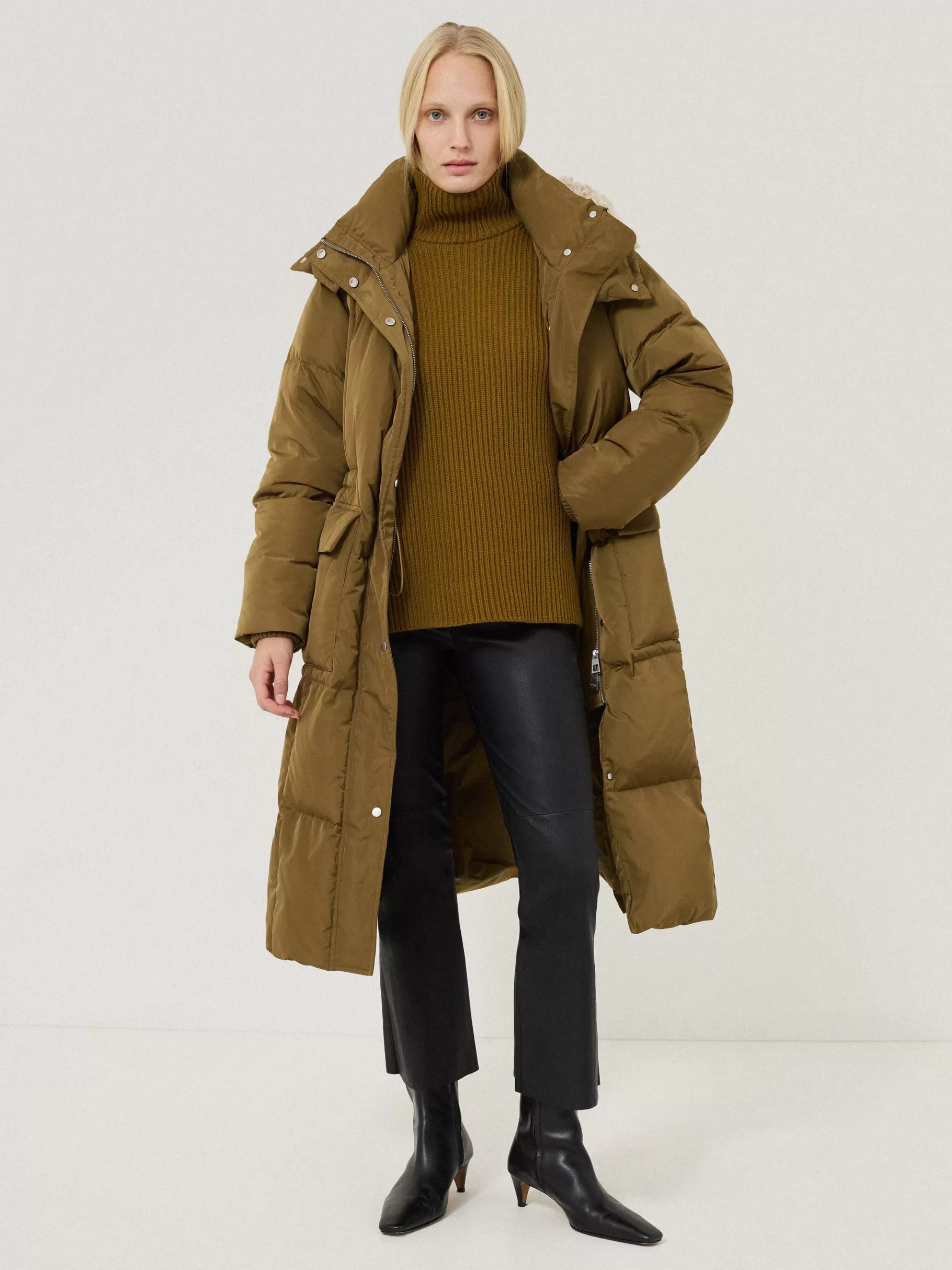 Jigsaw Coats & Jackets-Relaxed Longline Puffer Coat Stone