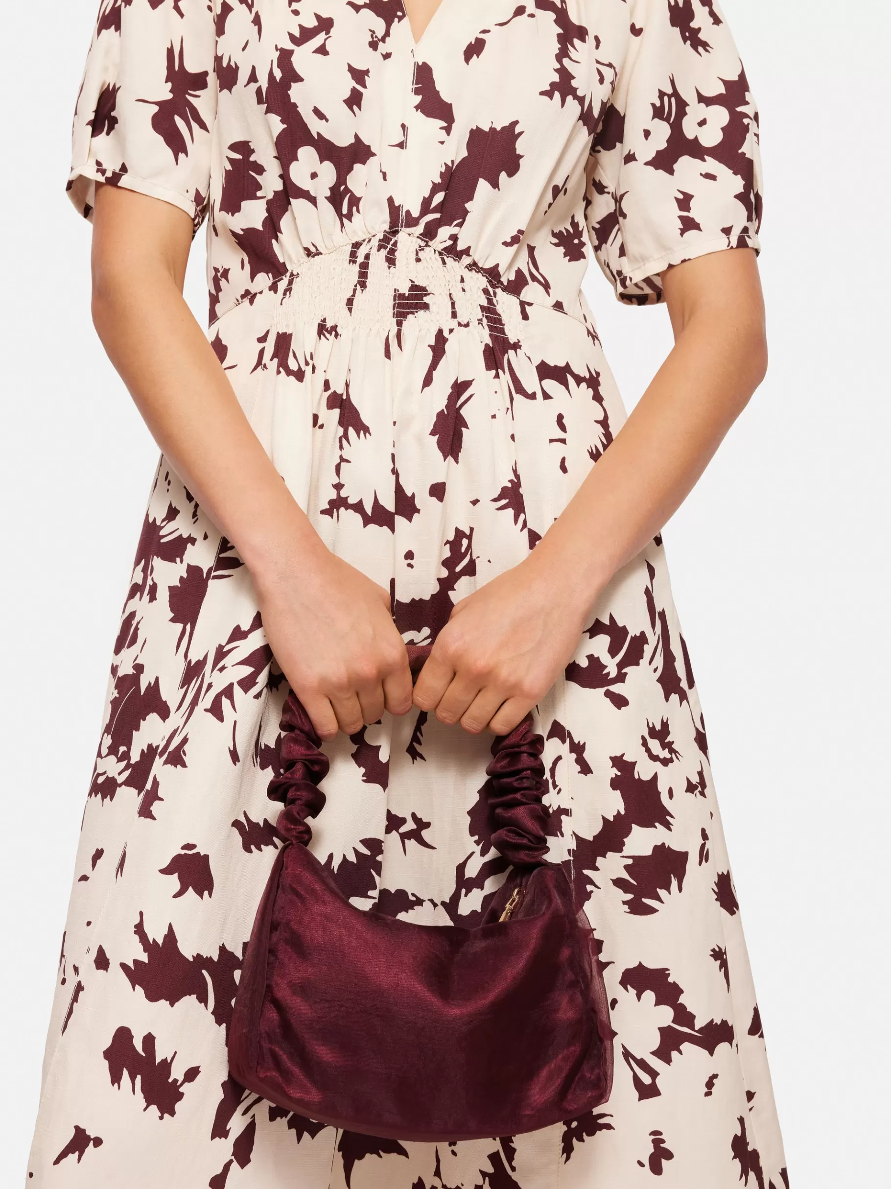 Jigsaw Bags | Party-Ruched Organza Mini Bag Burgundy