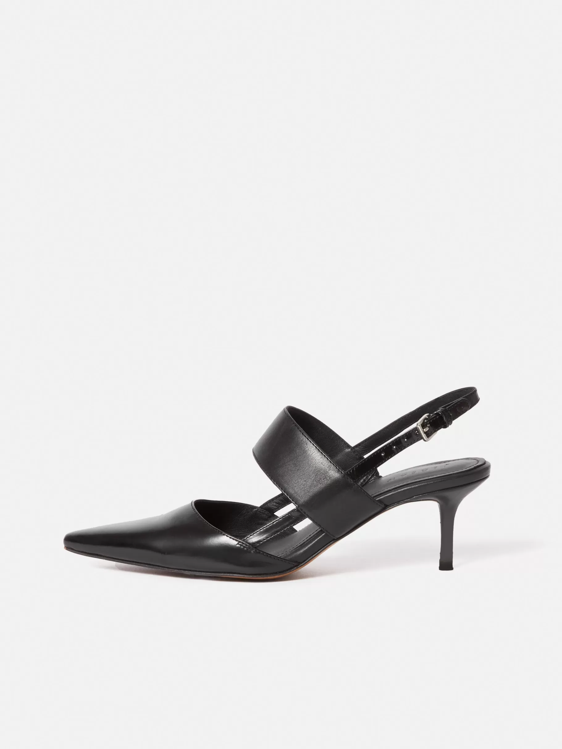 Jigsaw Heels | Leather-Russo Kitten Heel Black