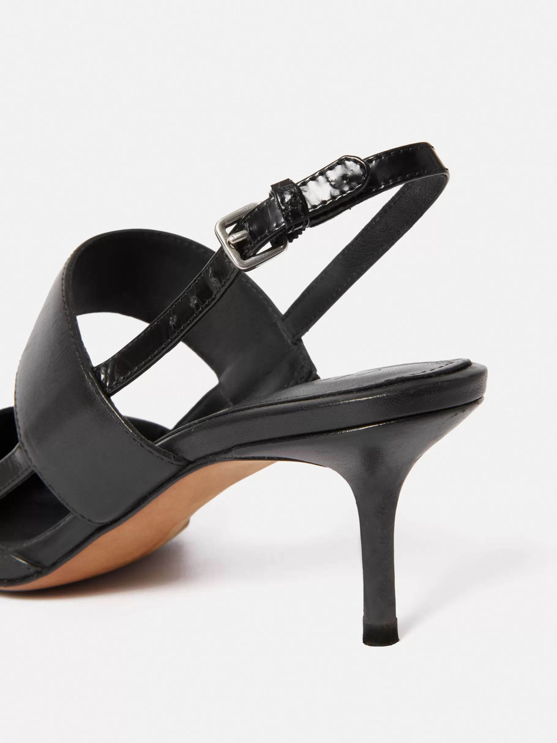 Jigsaw Heels | Leather-Russo Kitten Heel Black