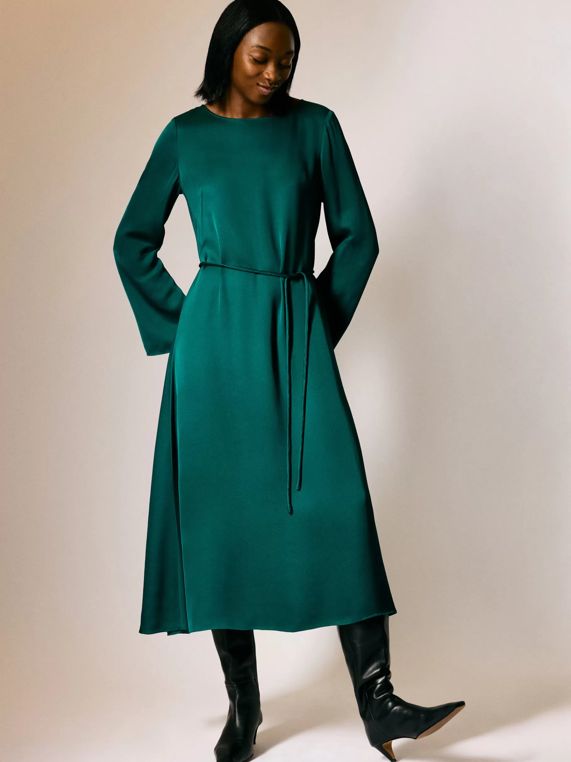 Jigsaw Dresses & Jumpsuits | Party-Satin Back Crepe Dress Green