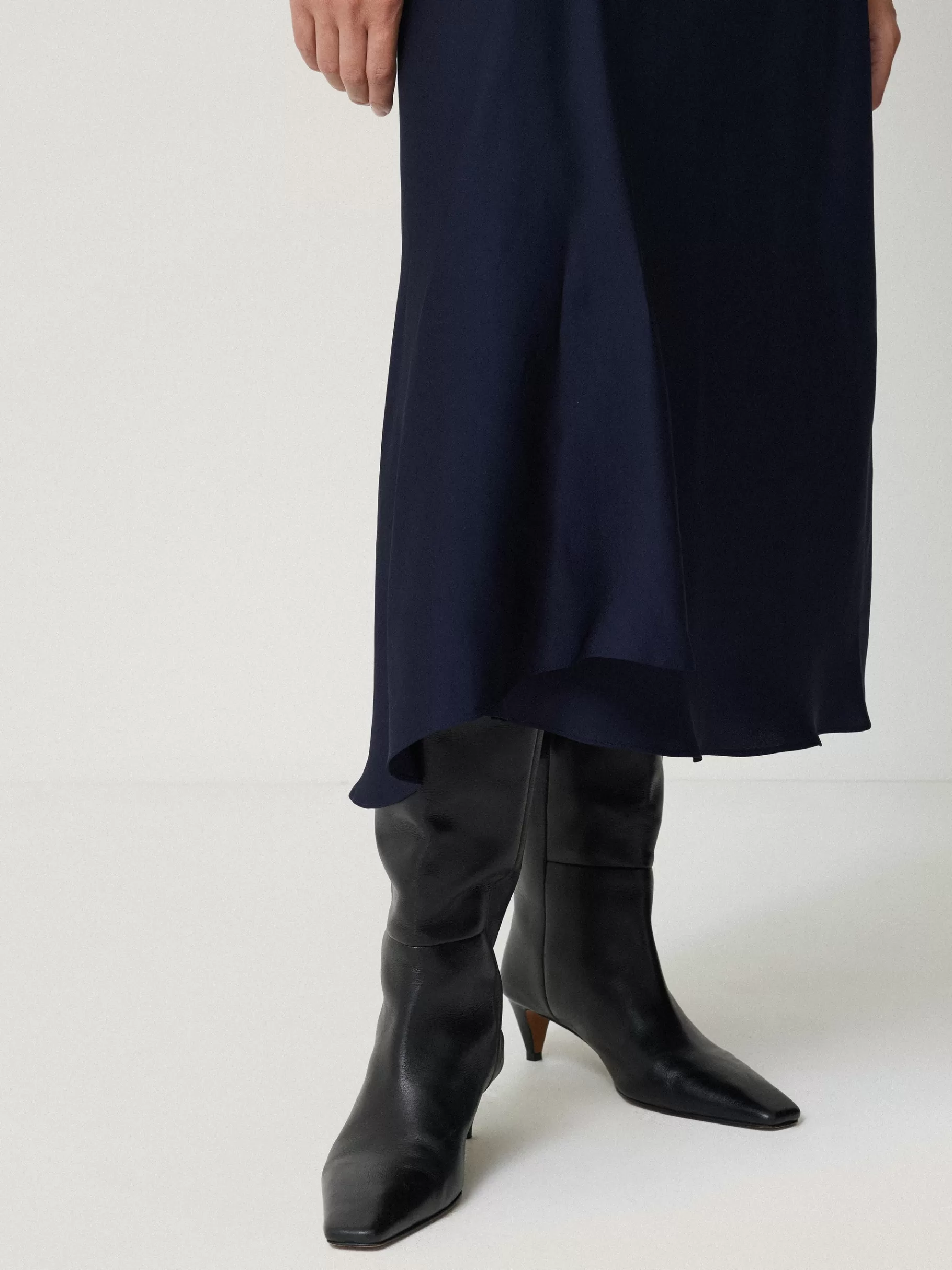 Jigsaw Party | Skirts-Satin Bias Asymmetric Skirt Navy